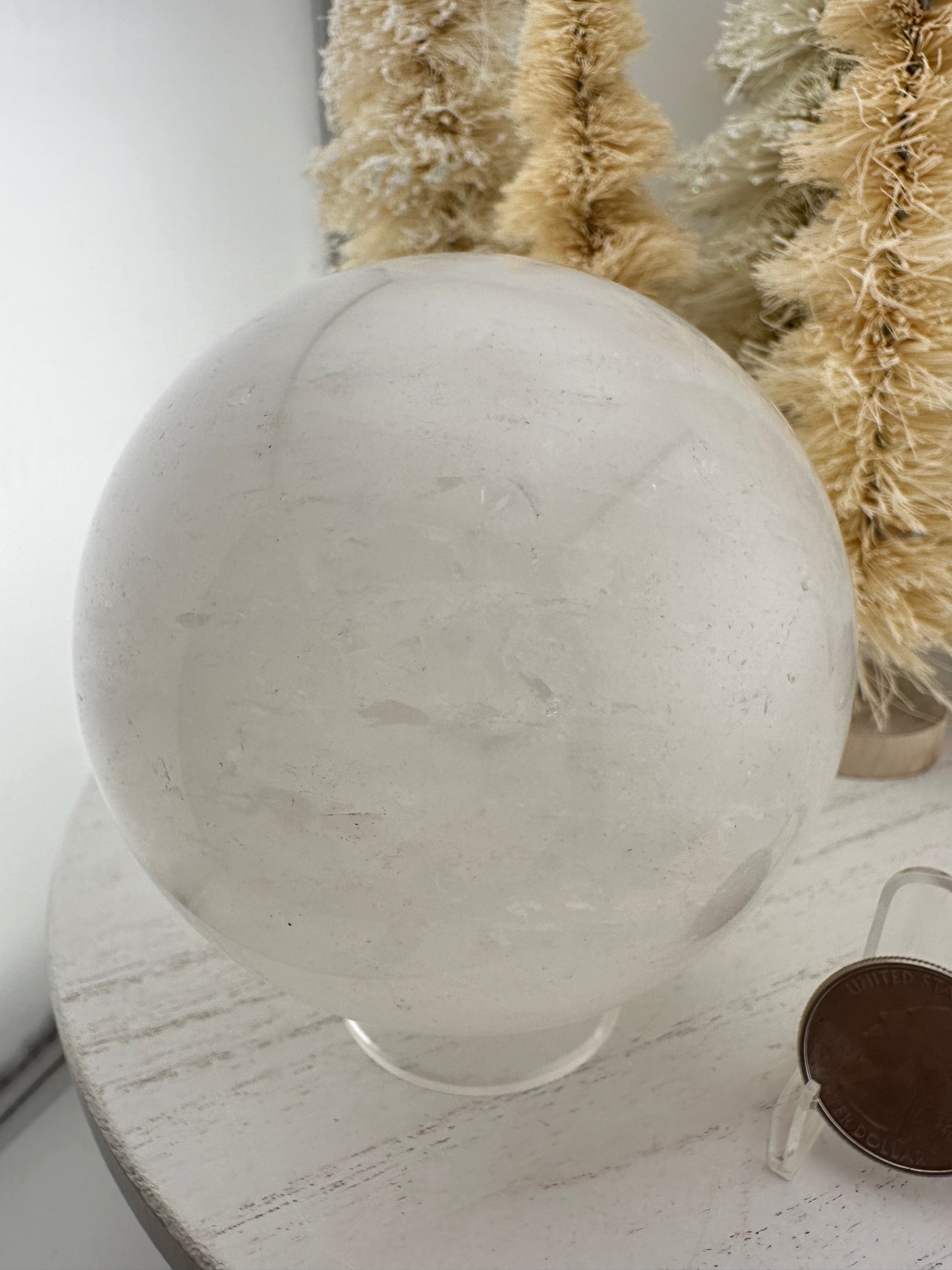 Milky/clear quartz large sphere A