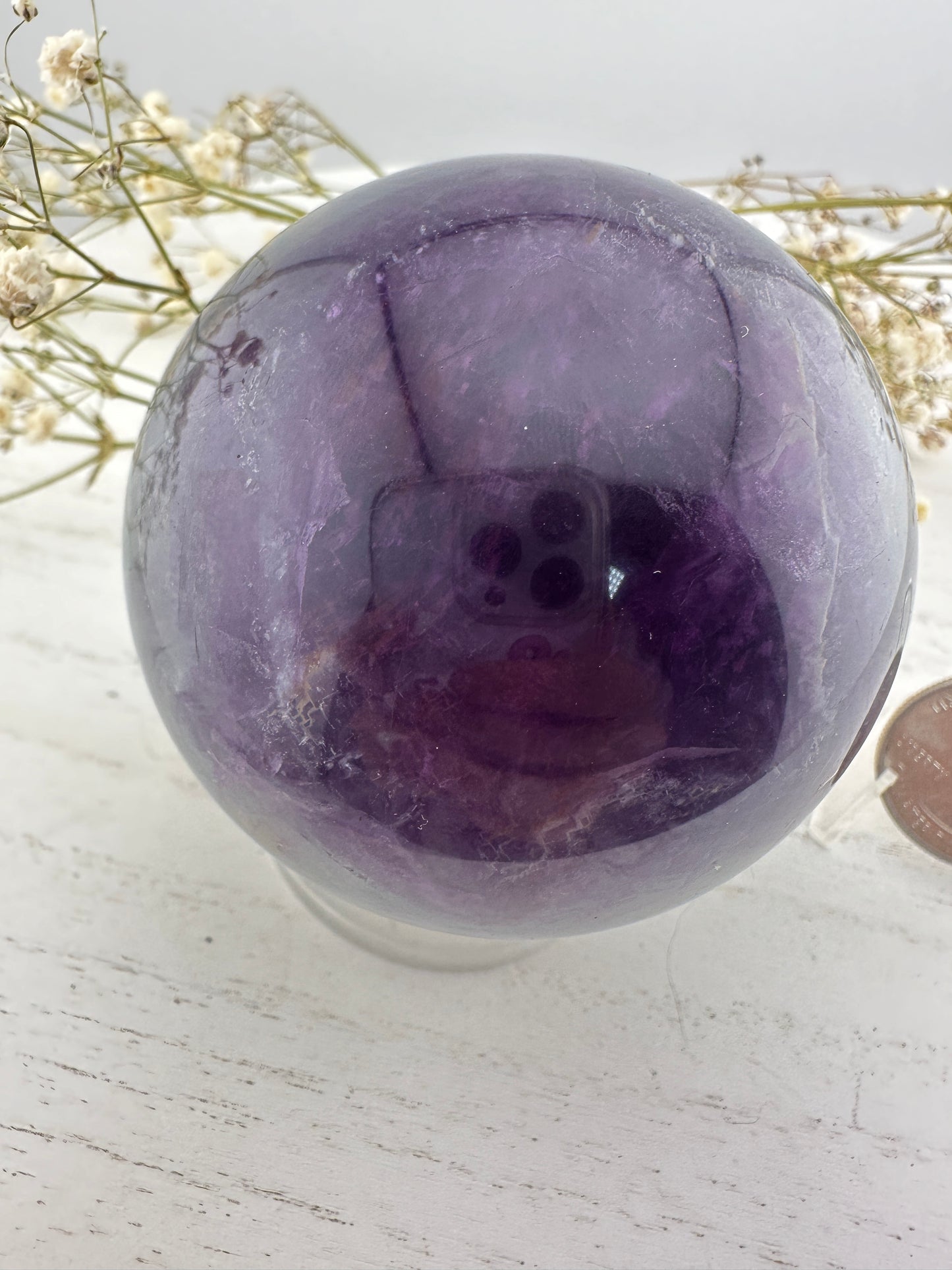 Rainbow flourite sphere B, rainbow flourite carving