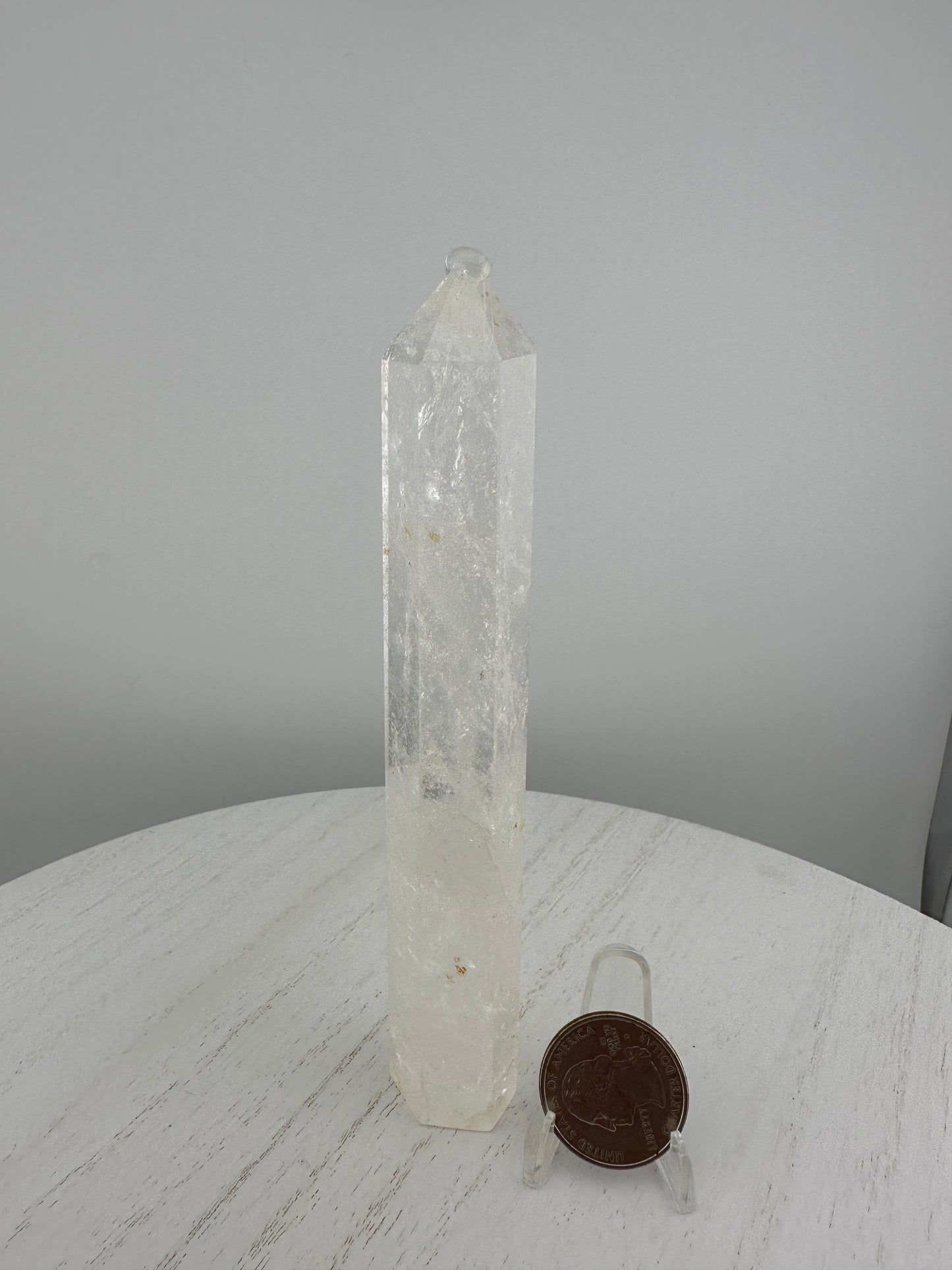 Clear quartz tower, tall and skinny