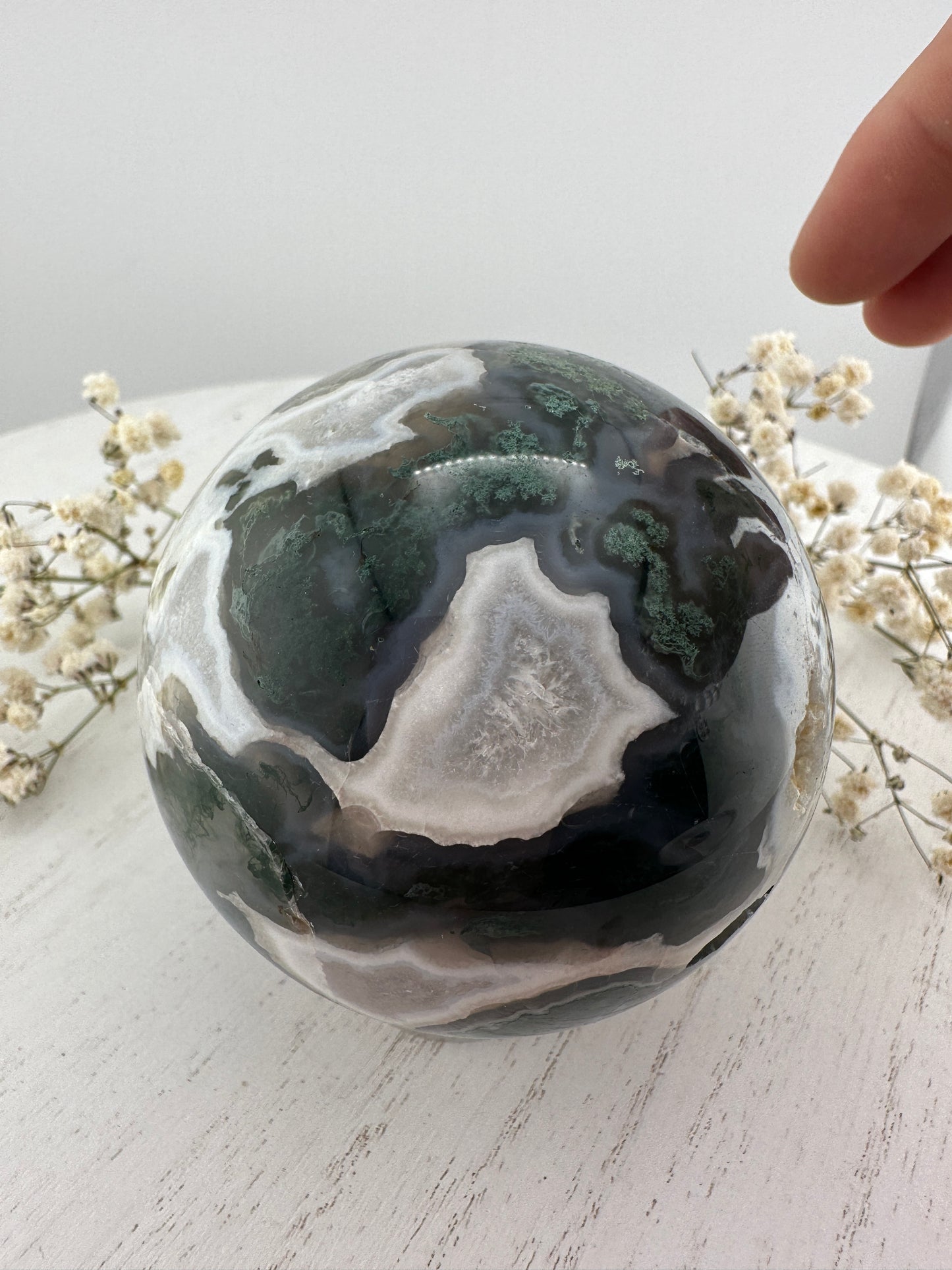 Moss agate sphere B