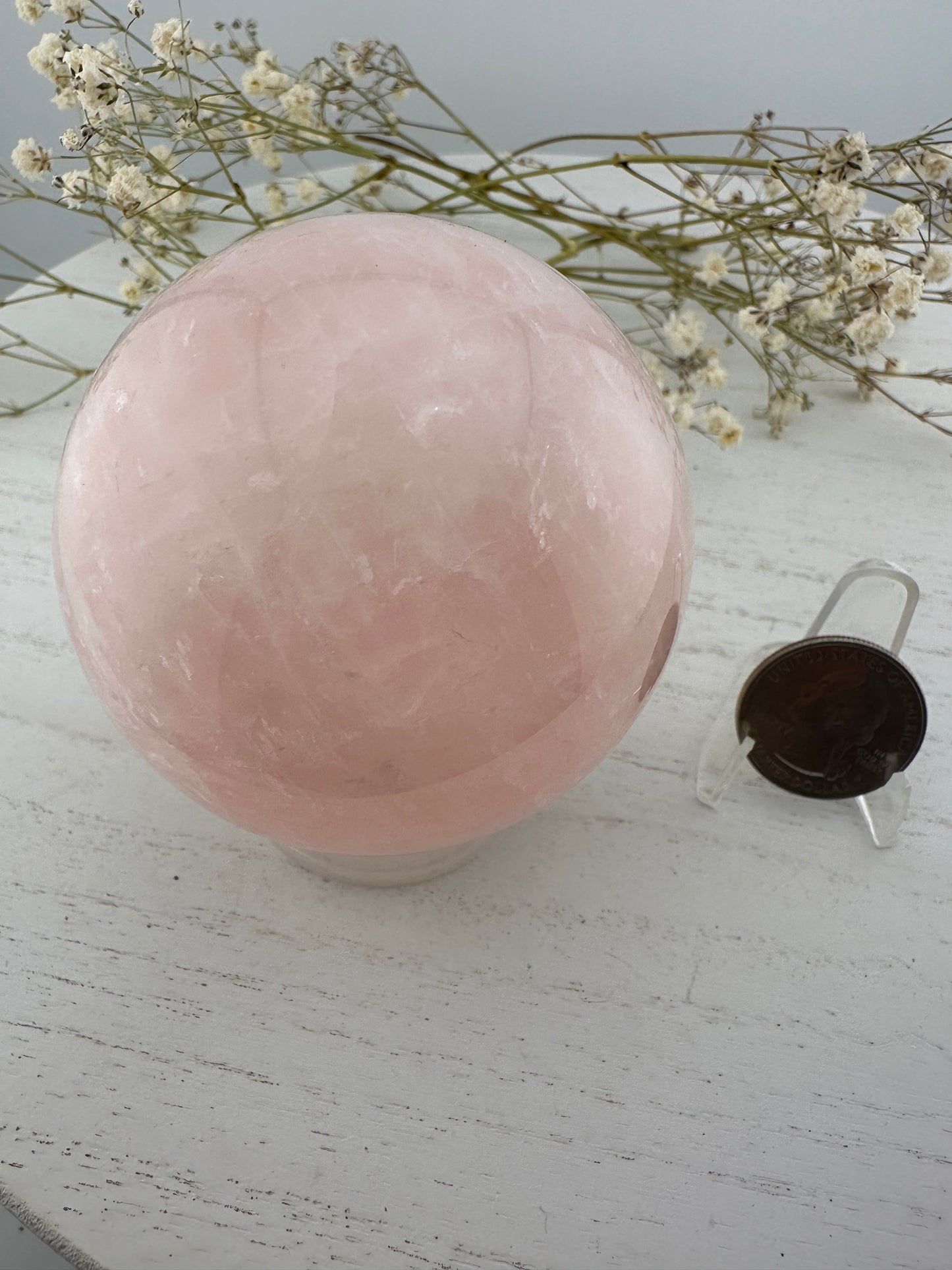 Rose quartz sphere, rose quartz carving, rose quartz specimen