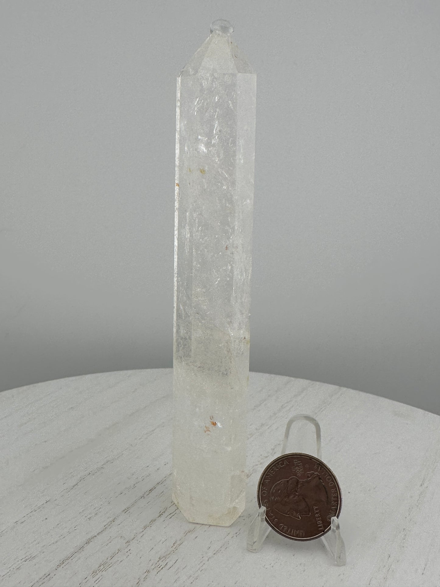 Clear quartz tower, tall and skinny