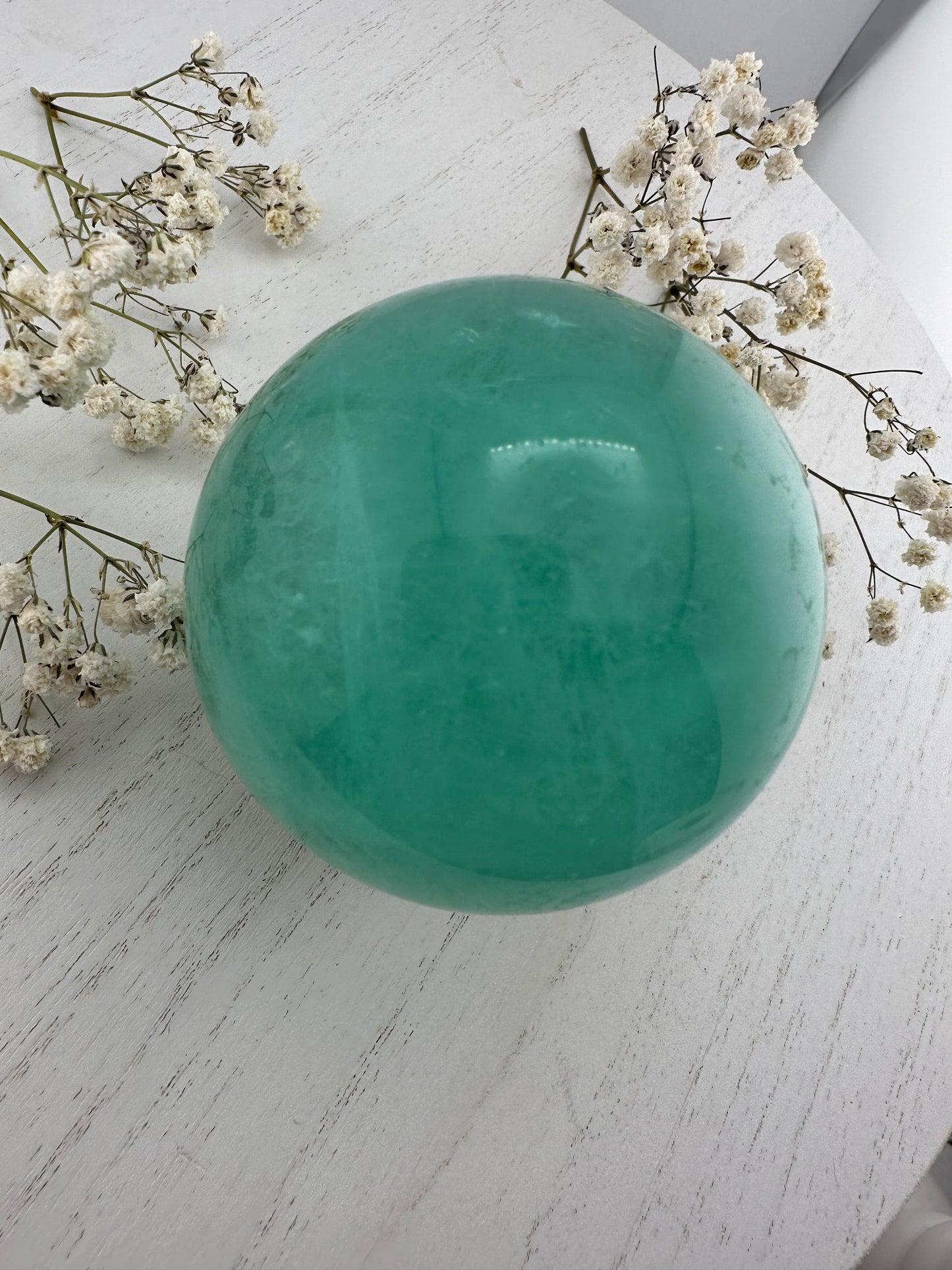Fluorite sphere, Baja blast fluorite sphere, mint green fluorite crystal