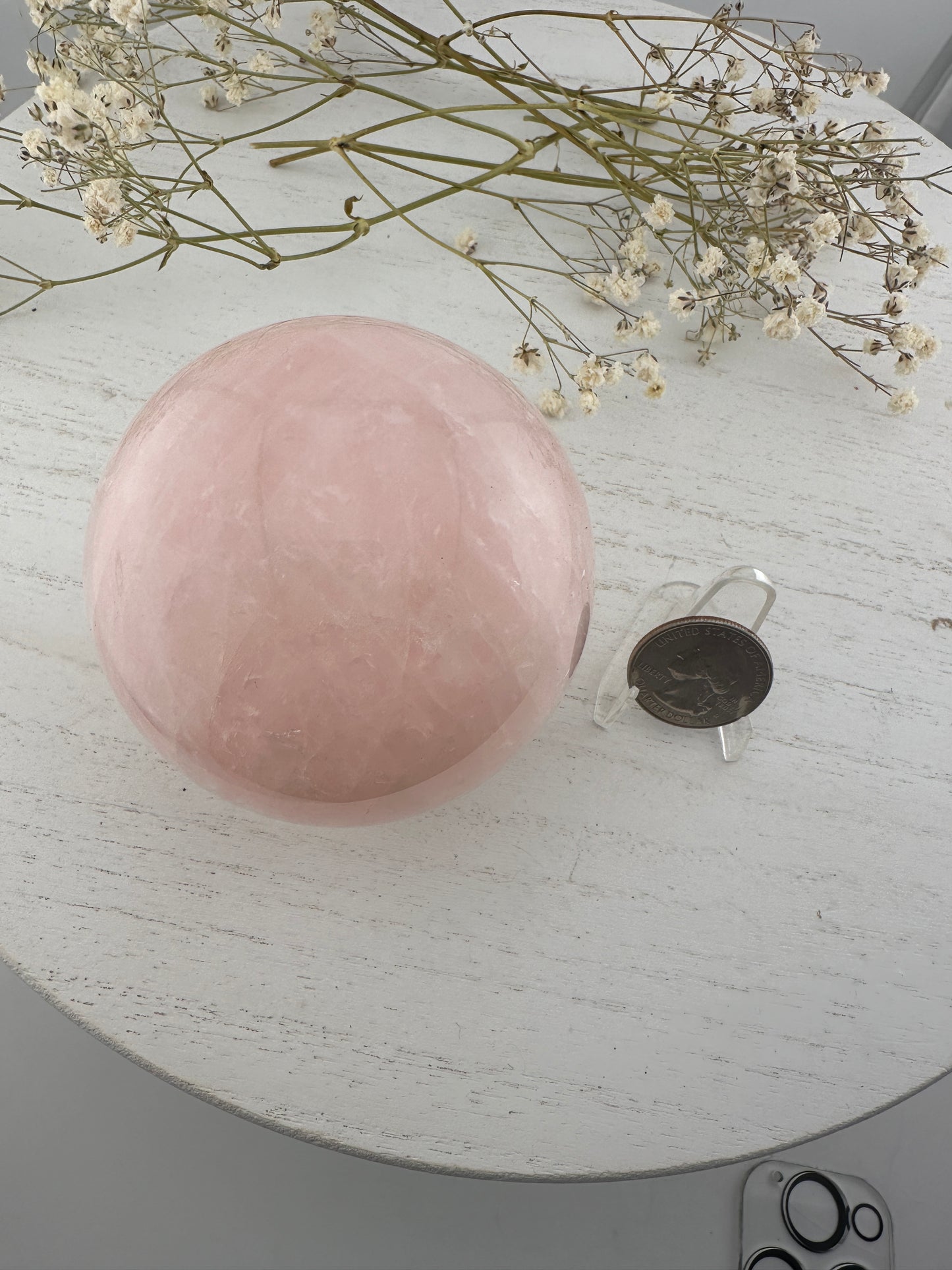 Rose quartz sphere, rose quartz carving, rose quartz specimen