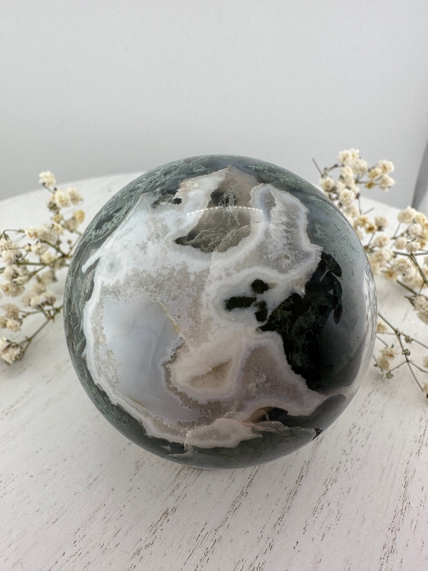 Moss agate sphere B