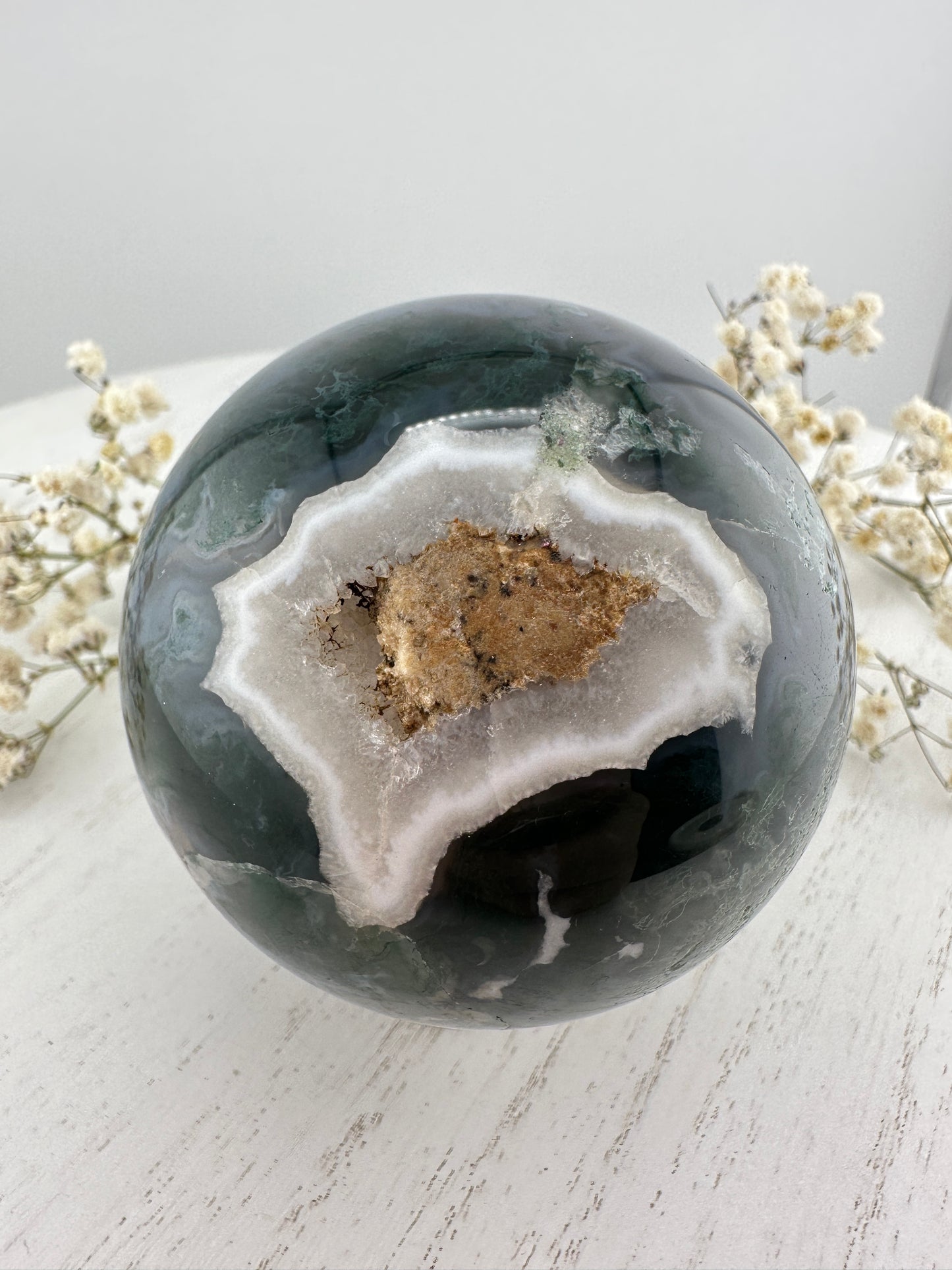 Moss agate sphere B