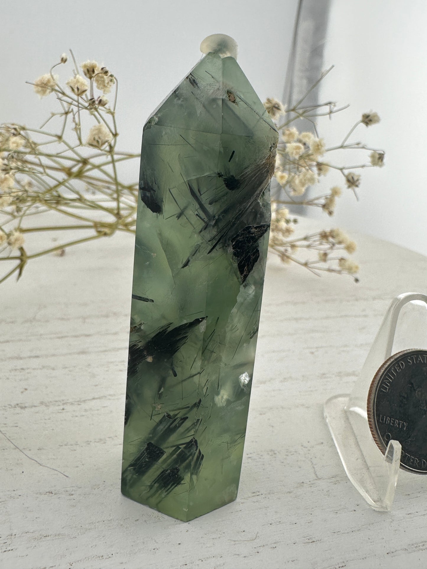 Raw and polished prehnite tower bundle, raw prehnite specimen, prehnite point, Crystal gifts, prehnite crystal