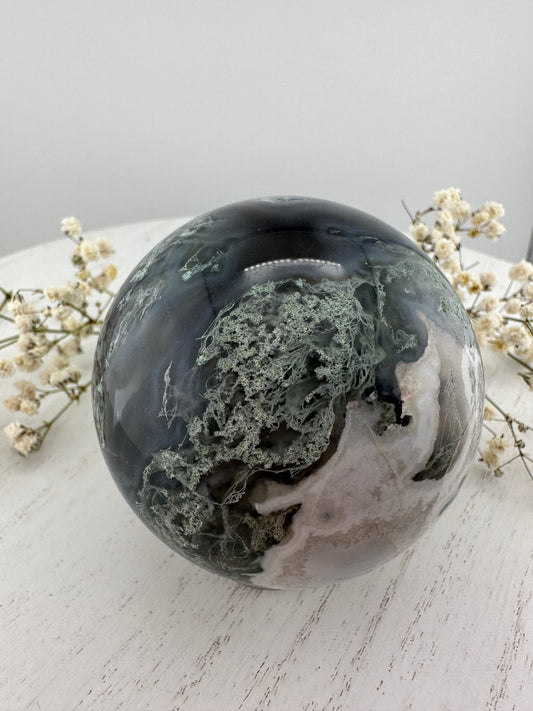 Moss agate sphere B