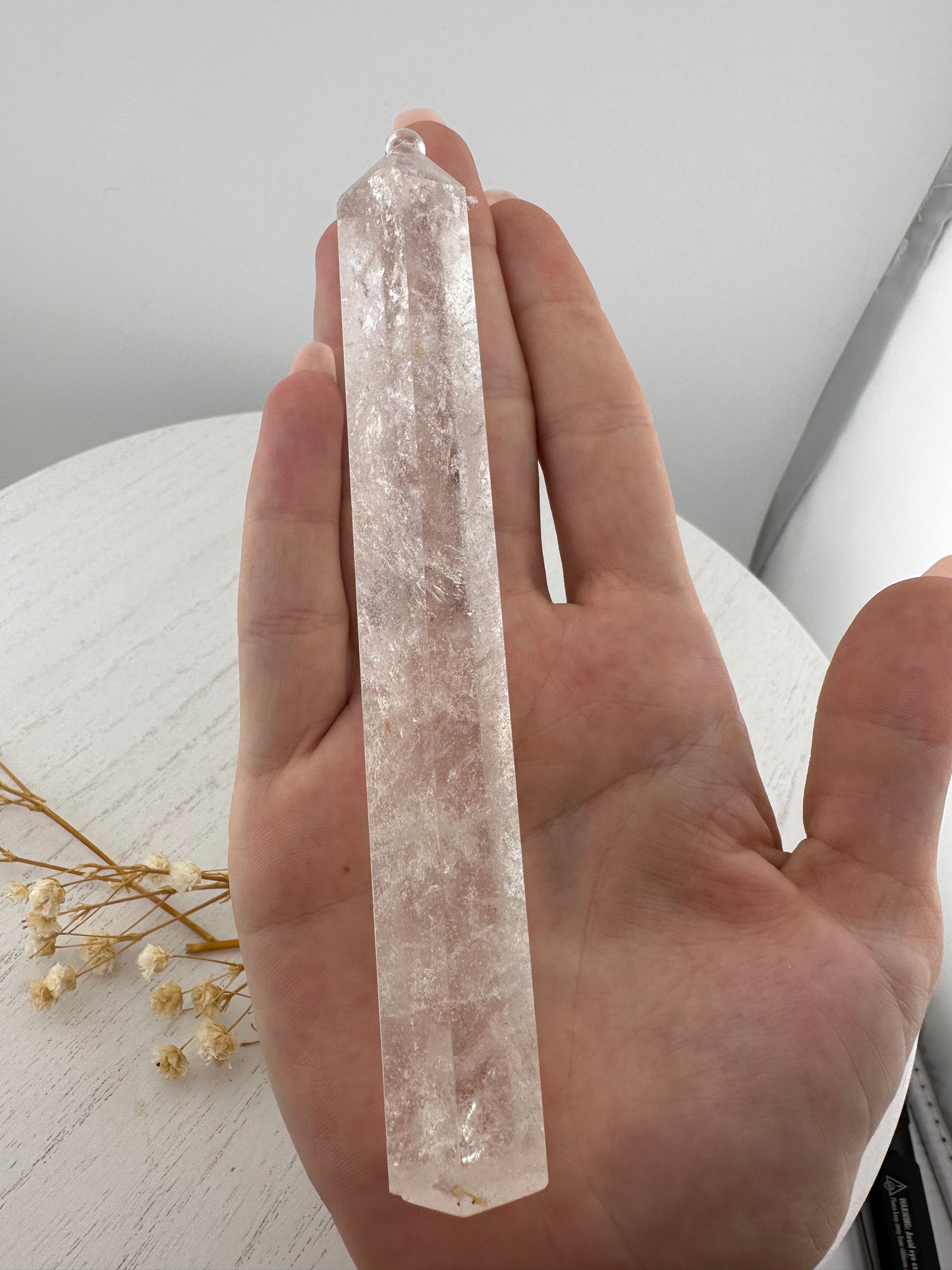 Clear quartz tower, tall and skinny