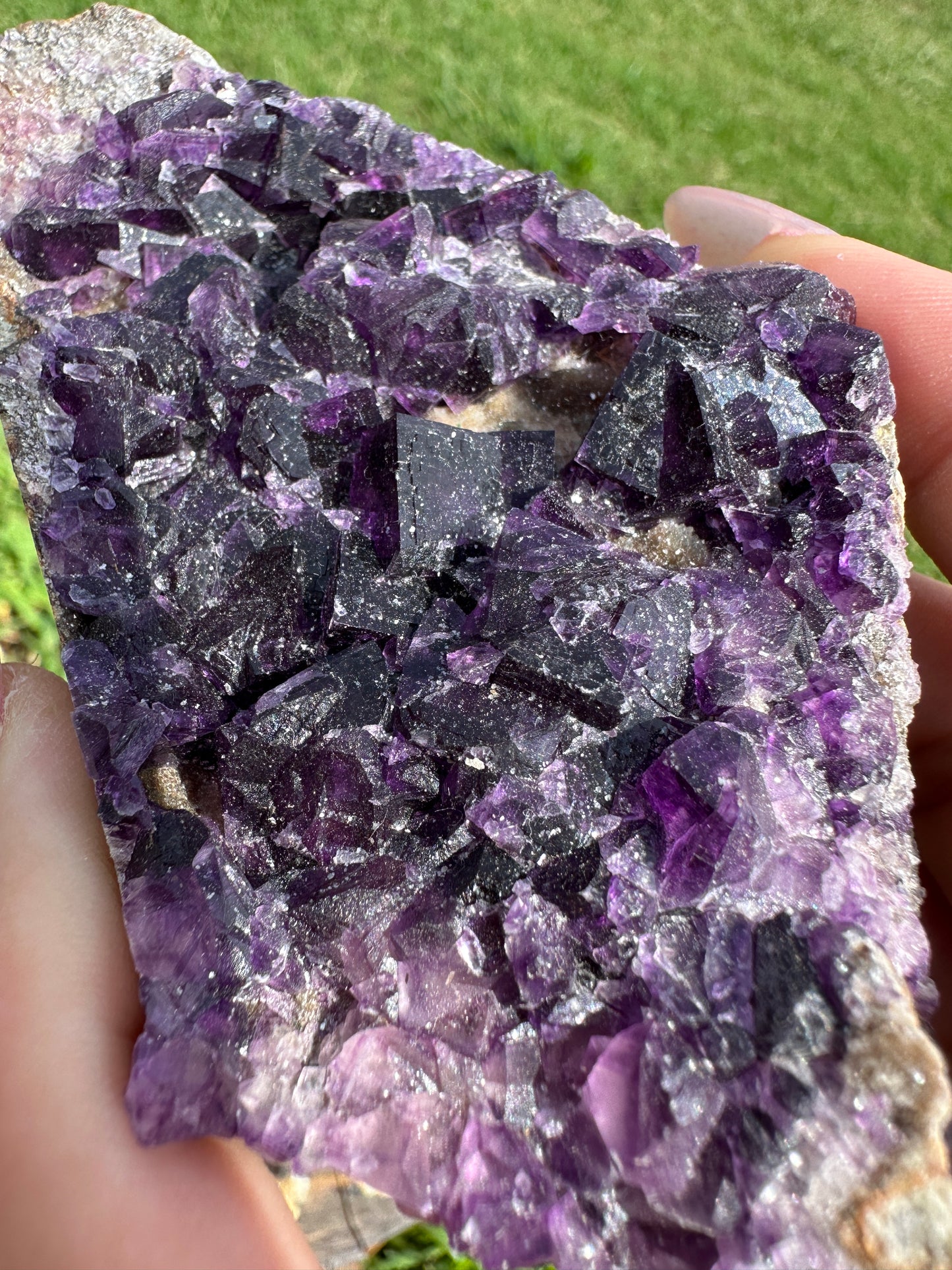 Purple cubic fluorite specimen