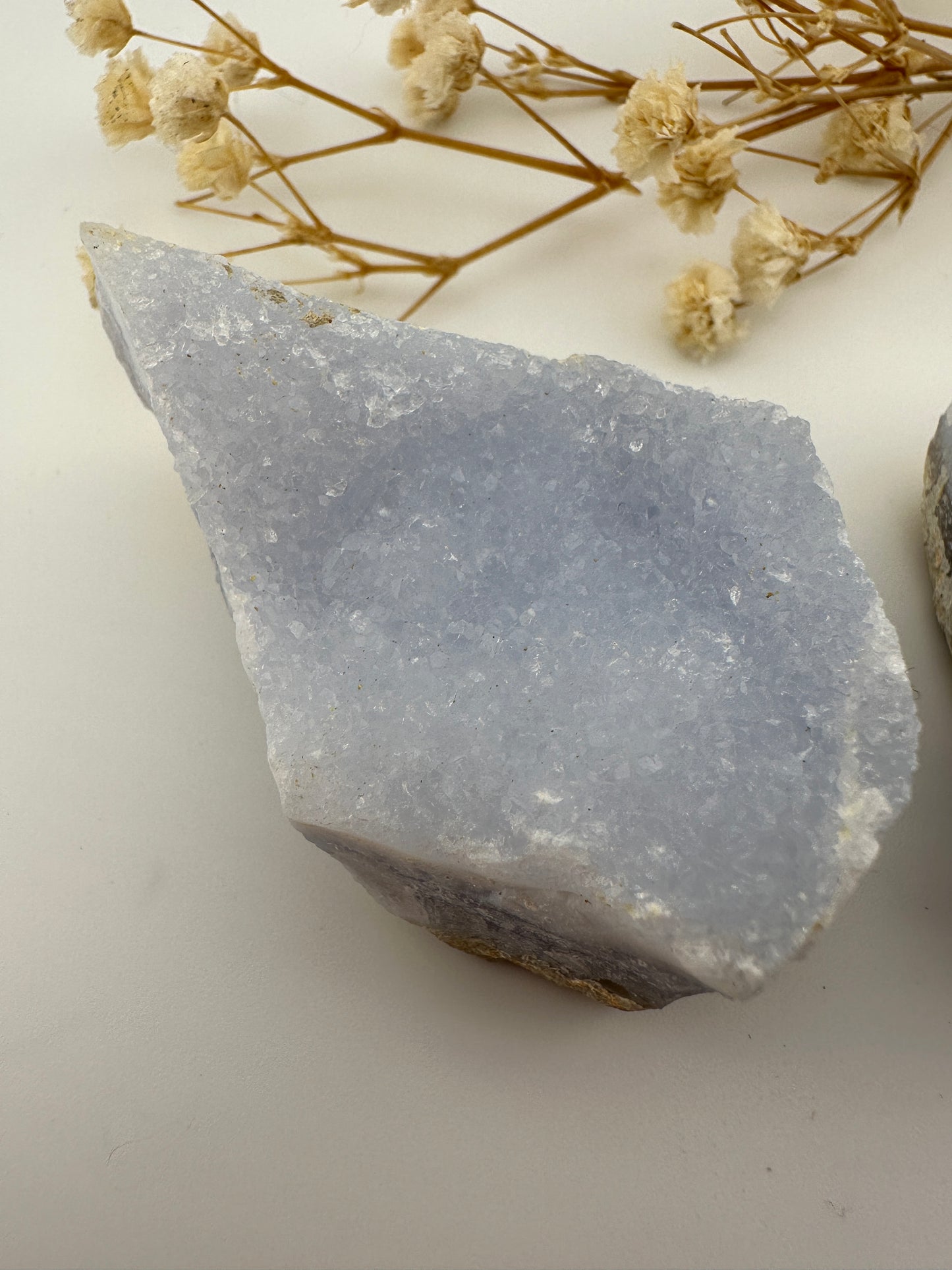 Raw blue lace agate chunks with druzy