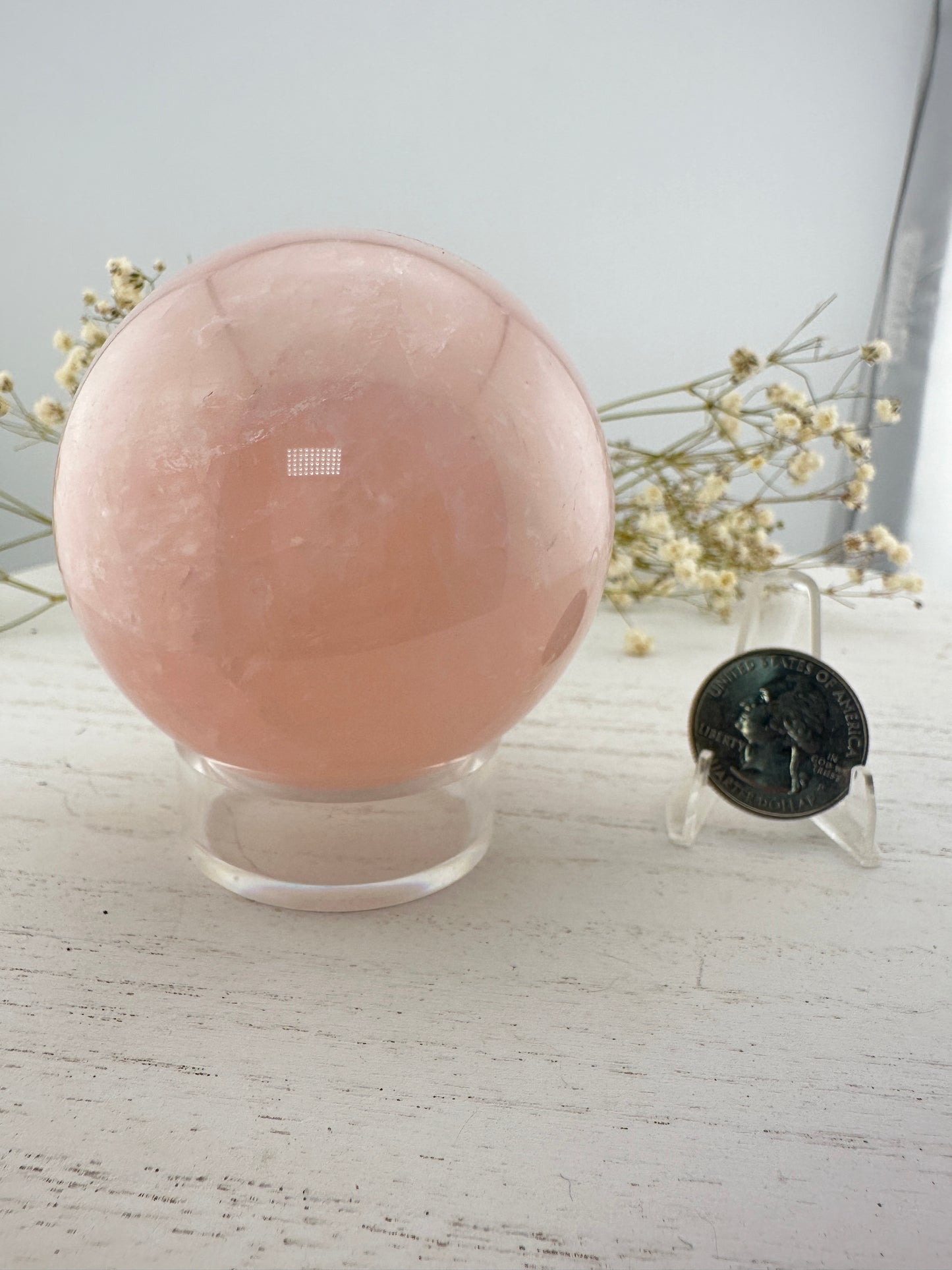 Rose quartz sphere, rose quartz carving, rose quartz specimen