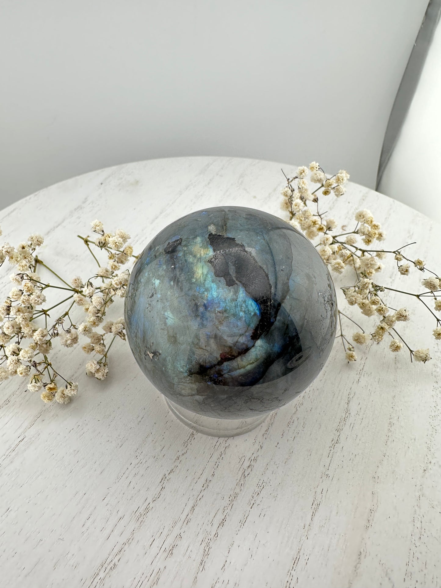 Labradorite sphere with blue flash