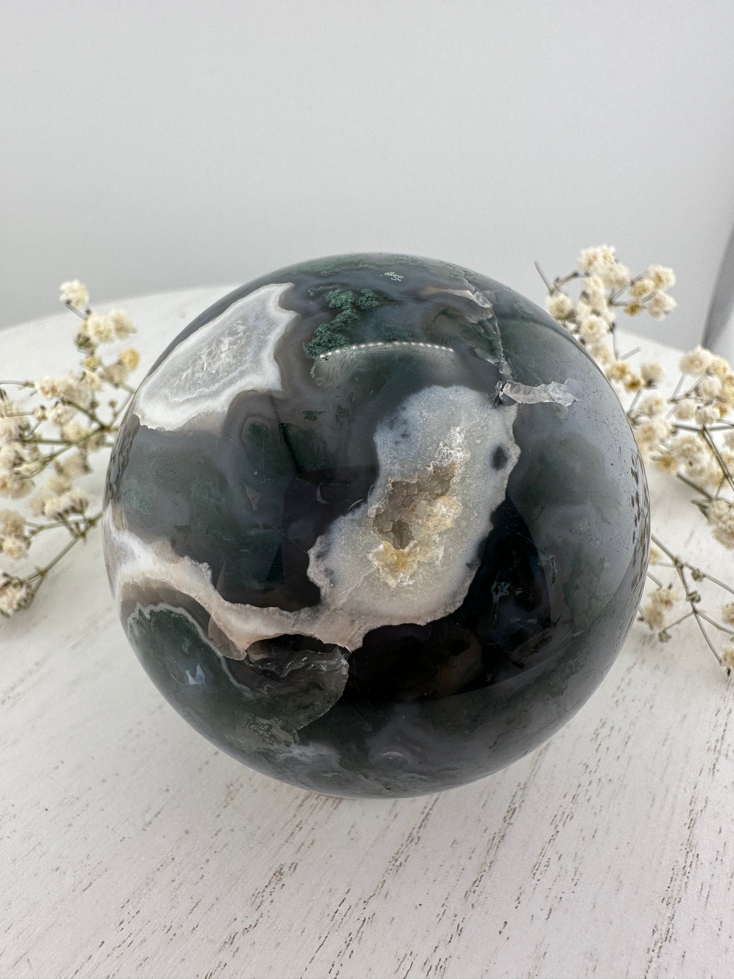 Moss agate sphere B