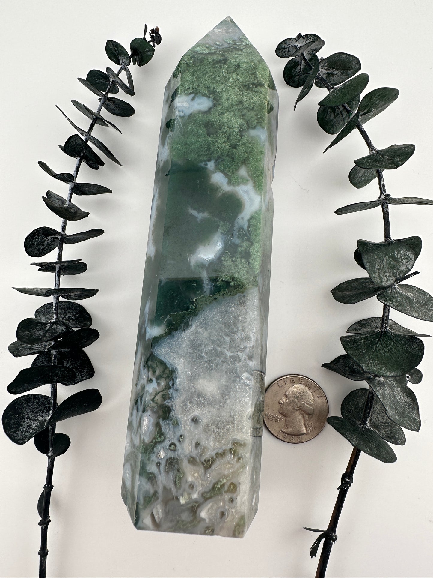 6.5in big moss agate tower