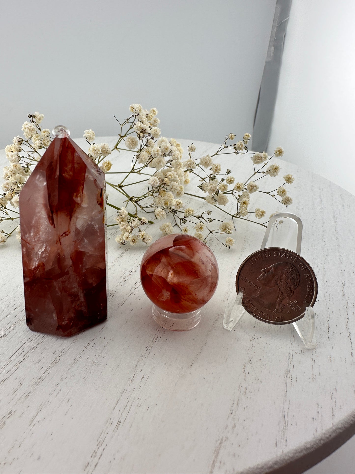 Fire quartz small point and sphere bundle