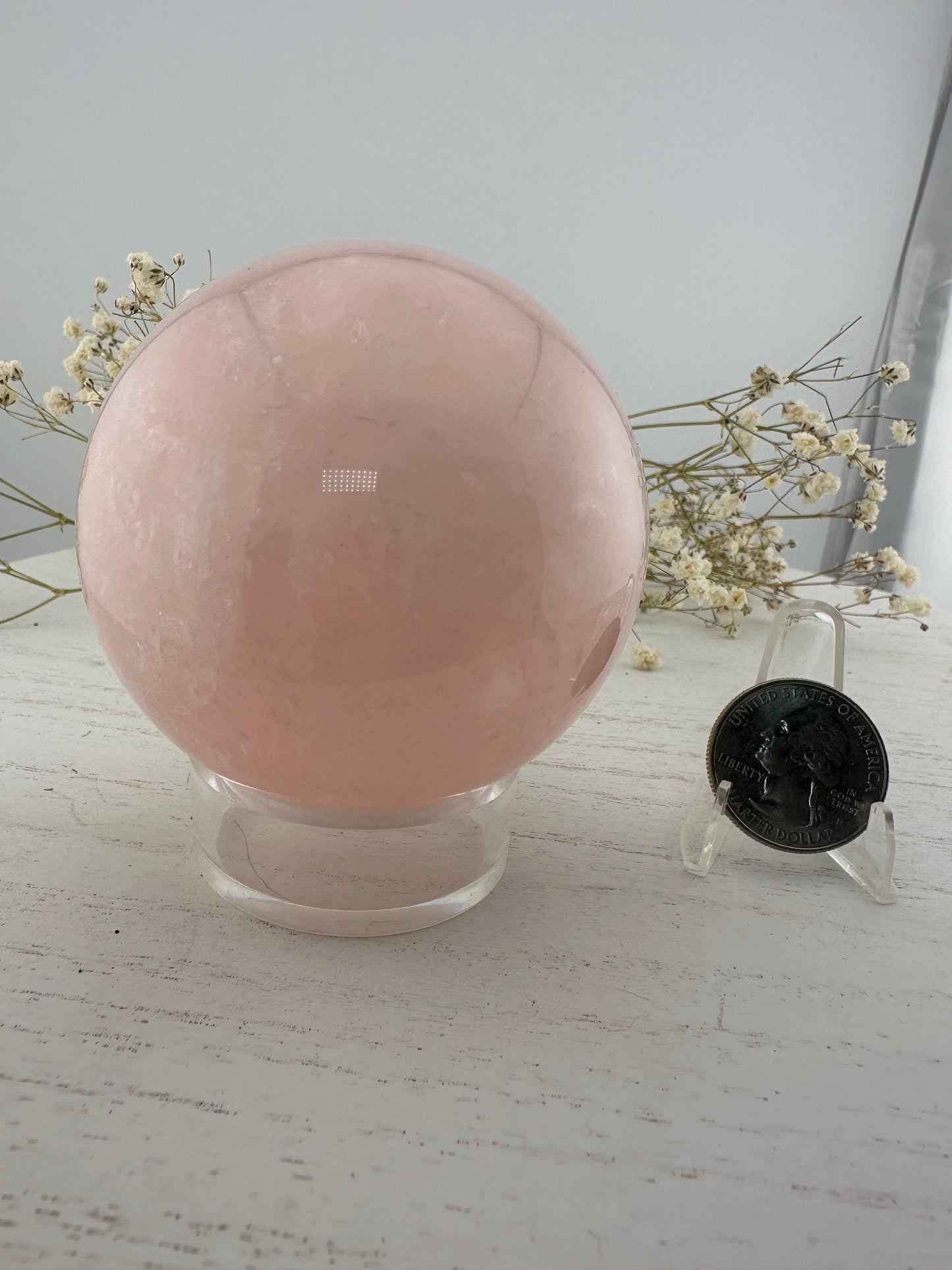 Rose quartz sphere, rose quartz carving, rose quartz specimen