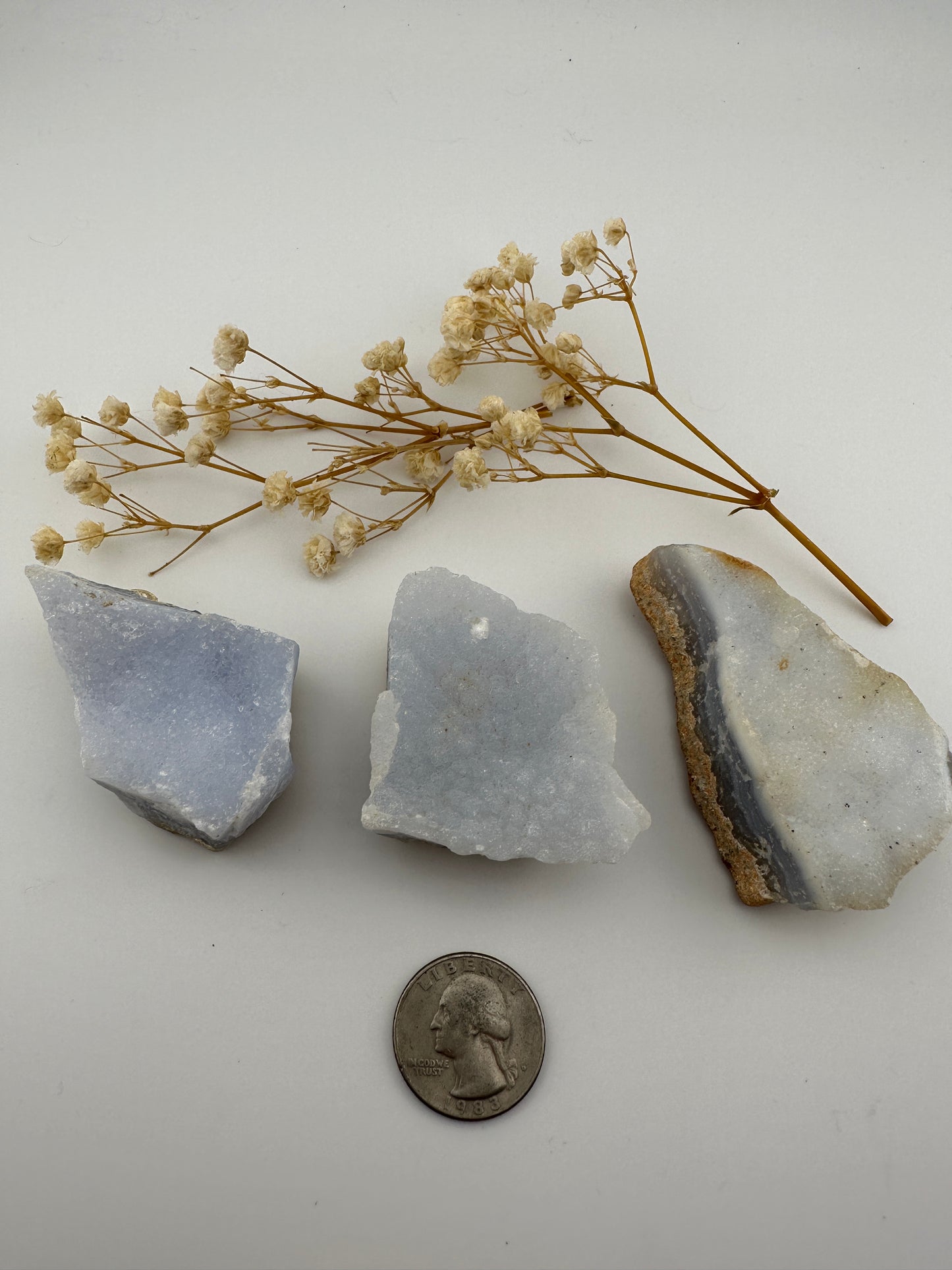 Raw blue lace agate chunks with druzy