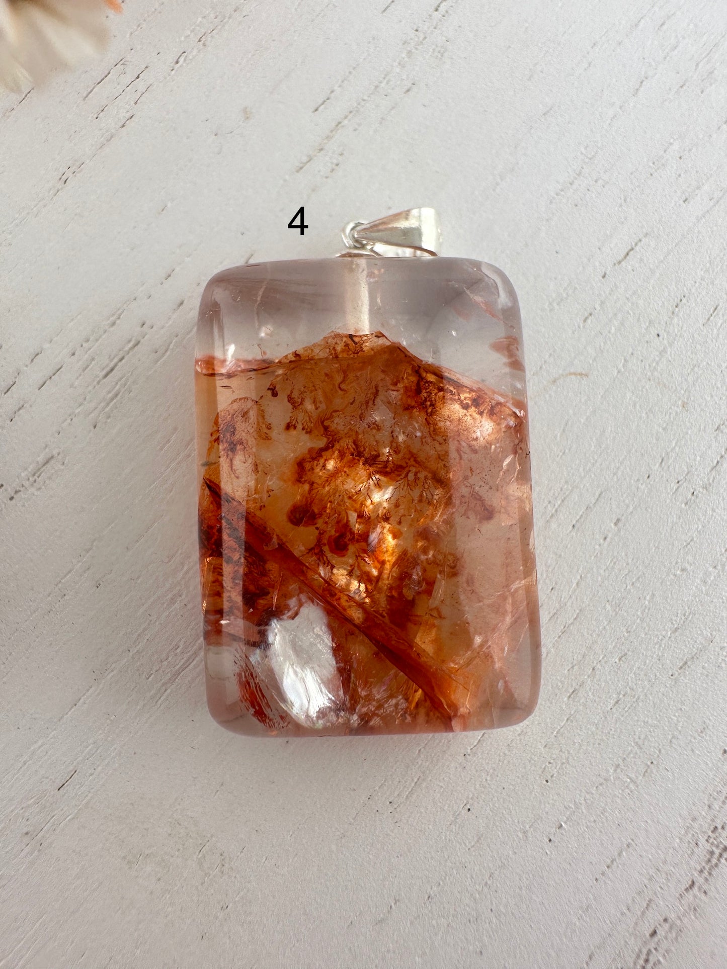 Fire quartz pendant, fire quartz necklace