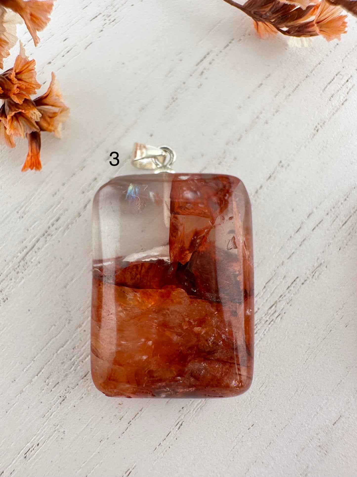 Fire quartz pendant, fire quartz necklace