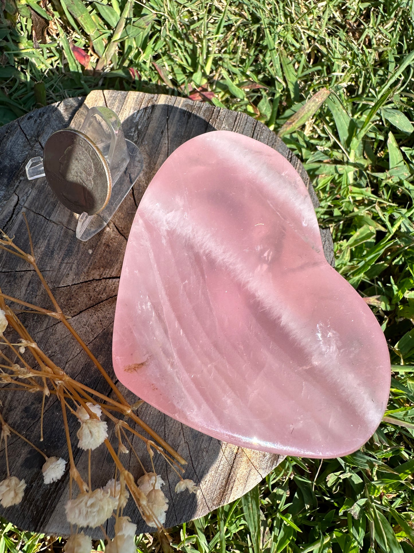 Rose quartz heart shaped bowl