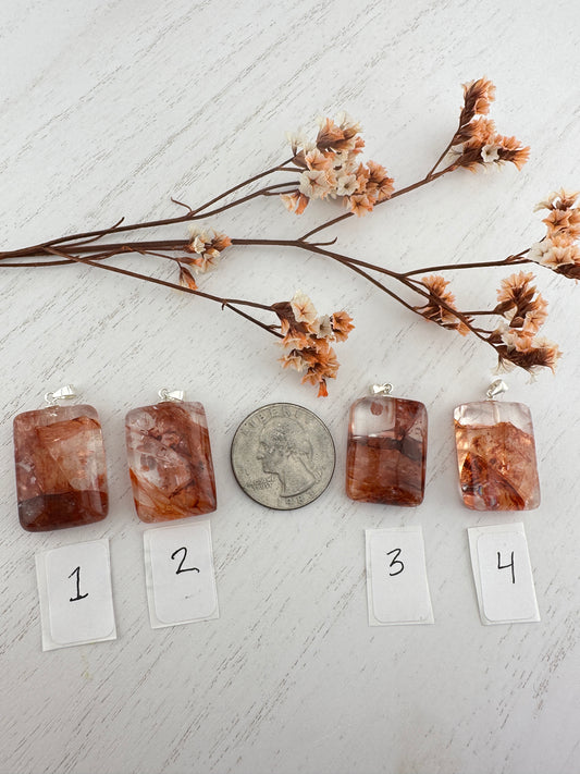 Fire quartz pendant, fire quartz necklace