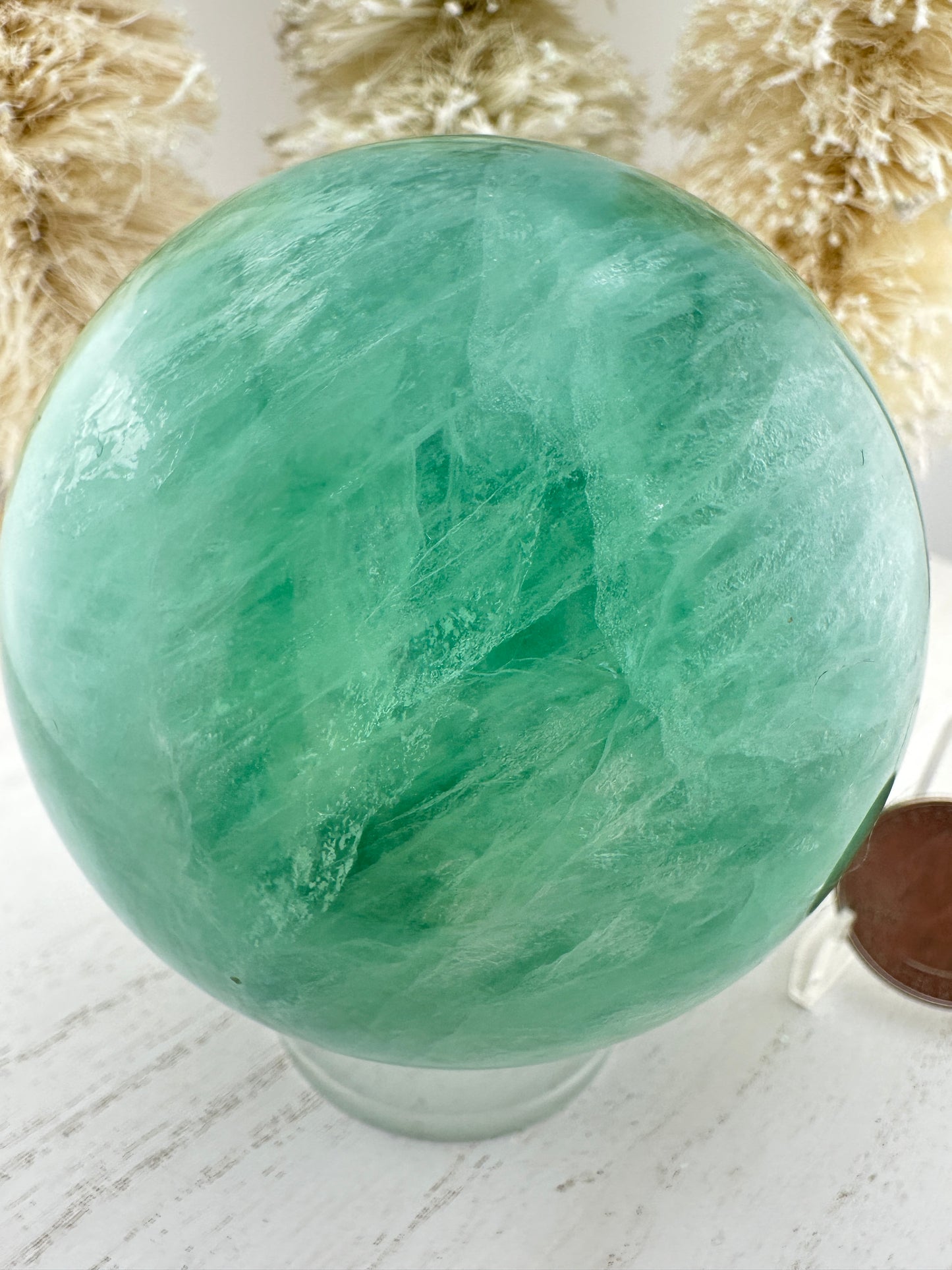 Green fluorite sphere, 2lb green fluorite crystal ball