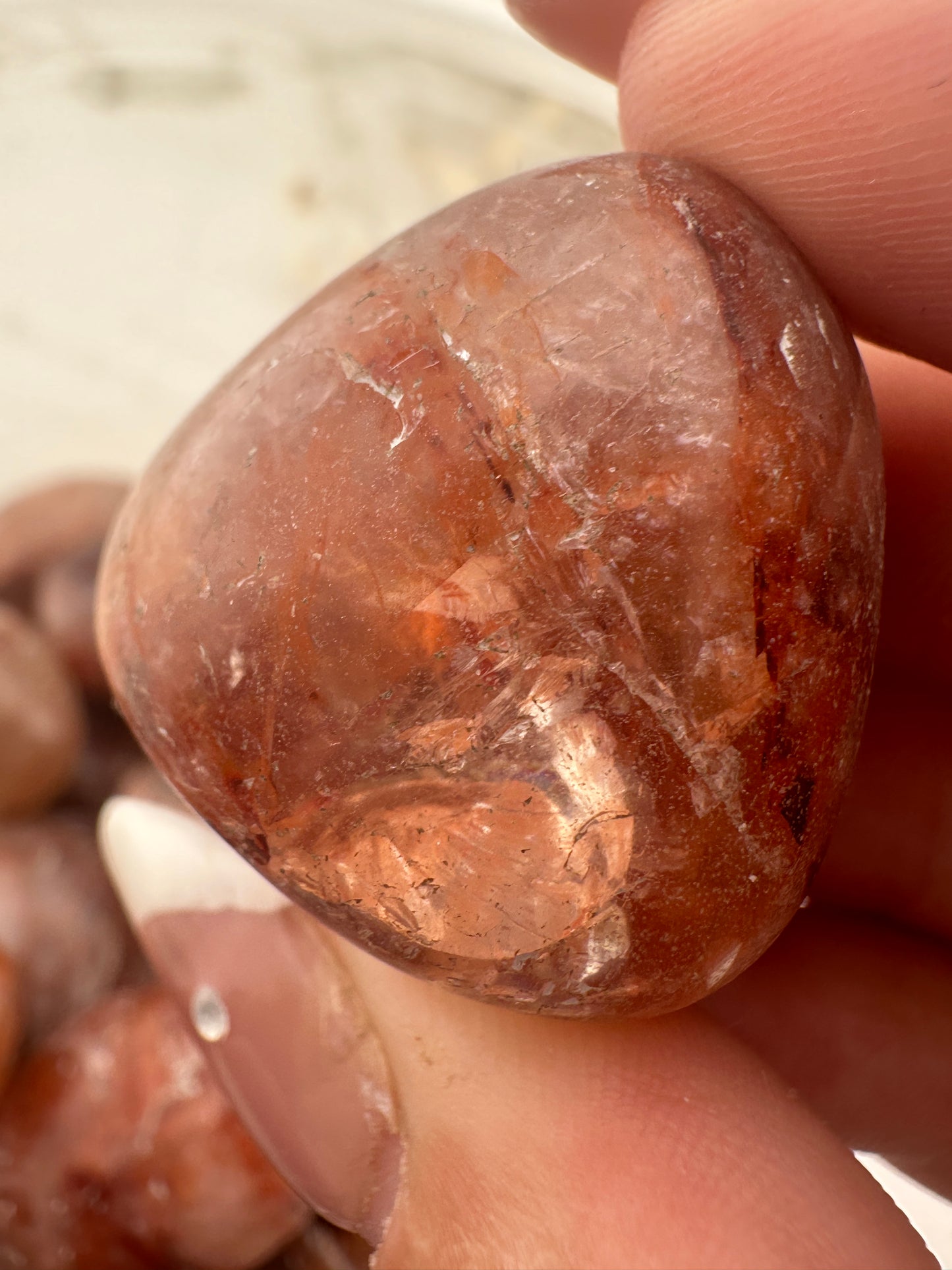 Fire quartz tumbles