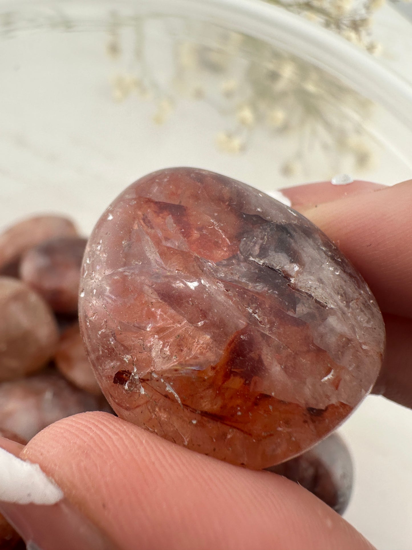 Fire quartz tumbles