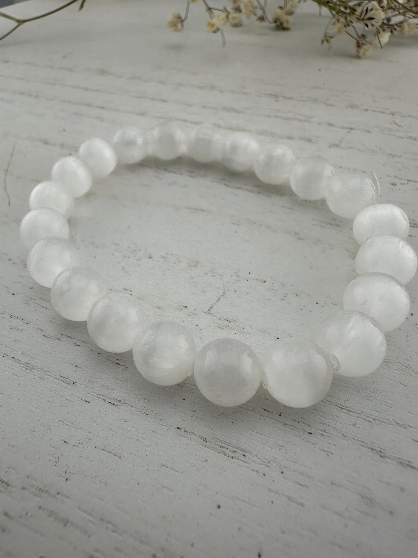 Satin spar selenite bracelet