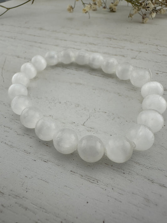 Satin spar selenite bracelet