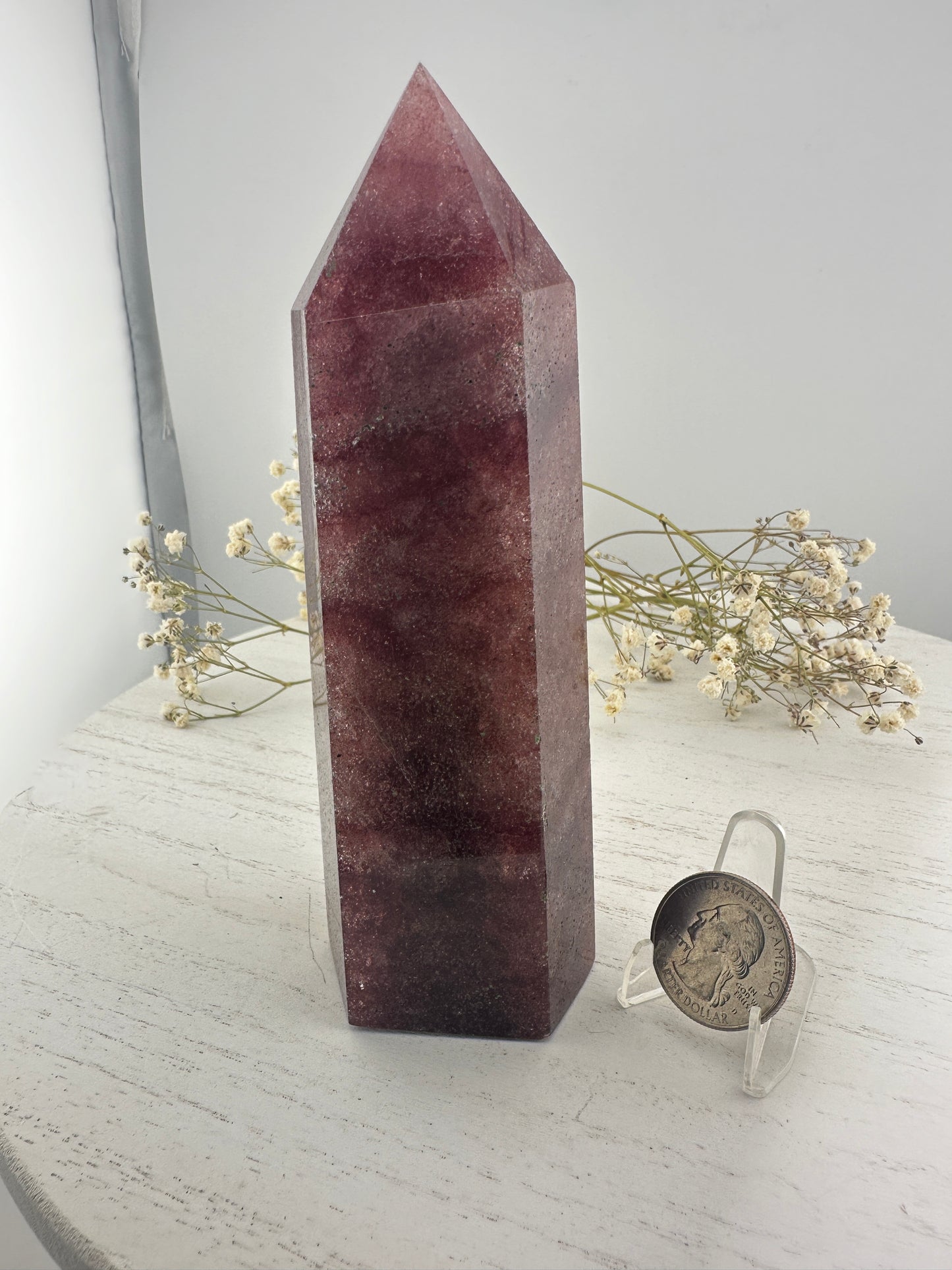 Strawberry quartz large tower