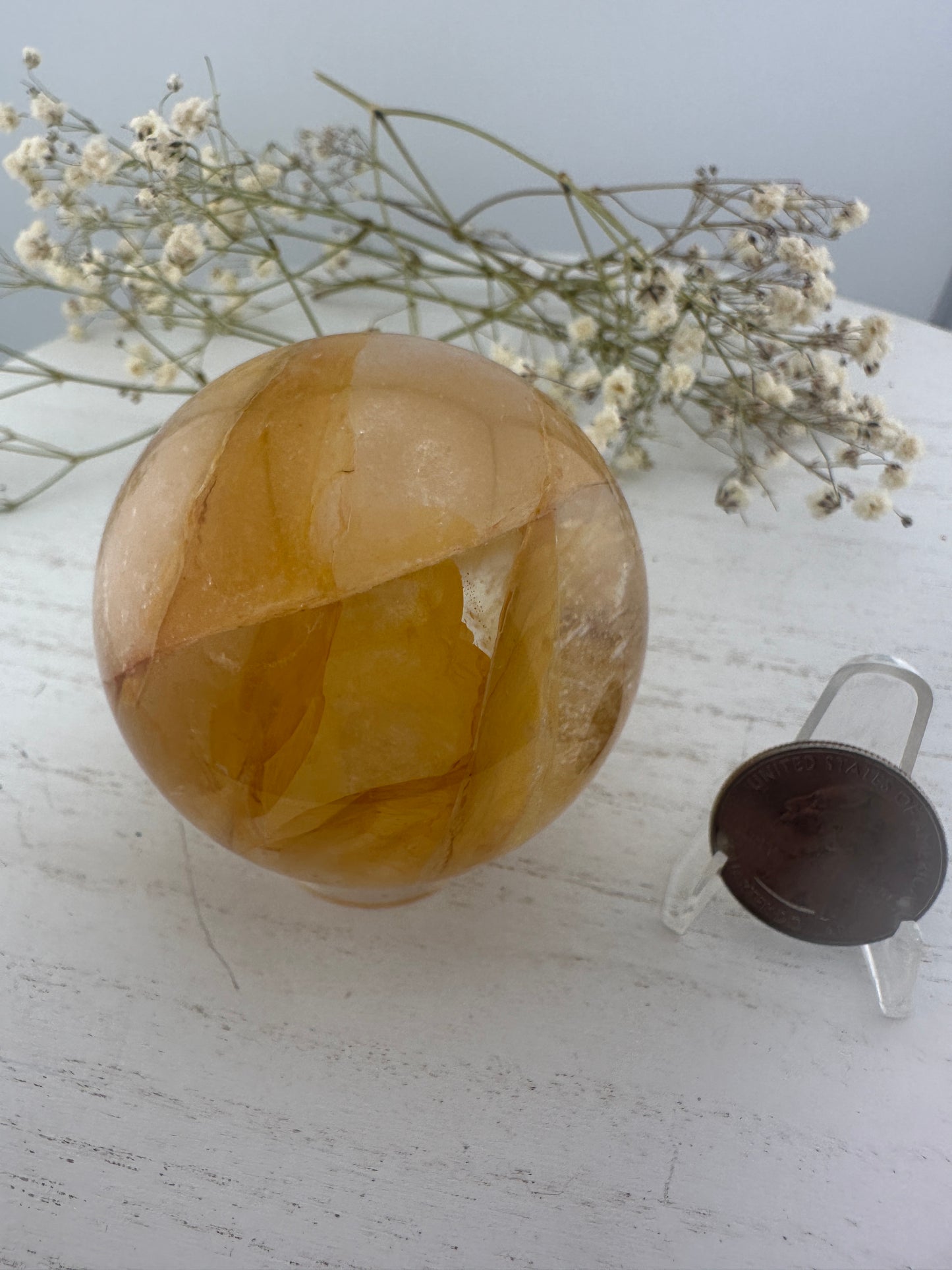 Golden healer/yellow fire quartz sphere