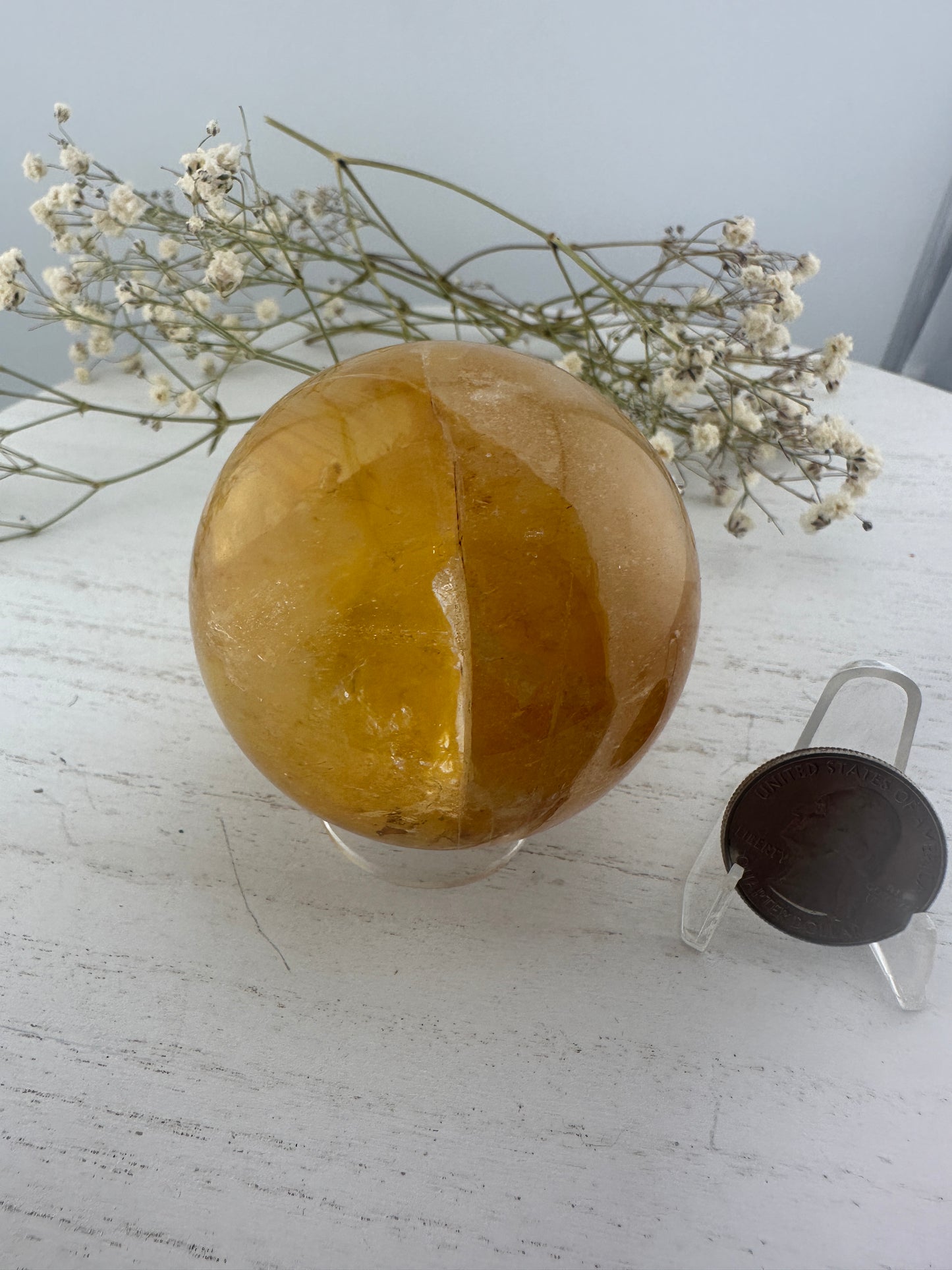 Golden healer/yellow fire quartz sphere