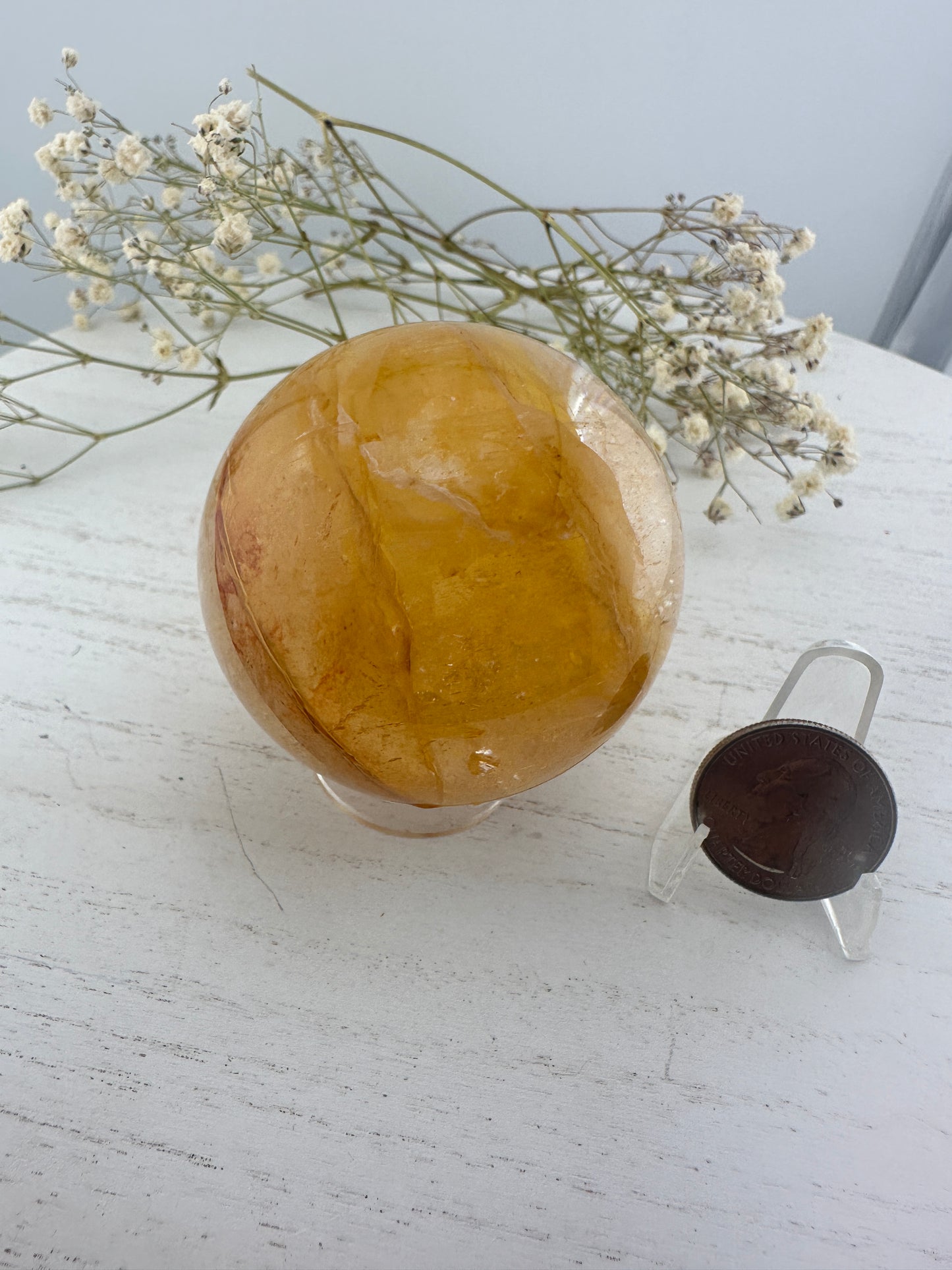 Golden healer/yellow fire quartz sphere