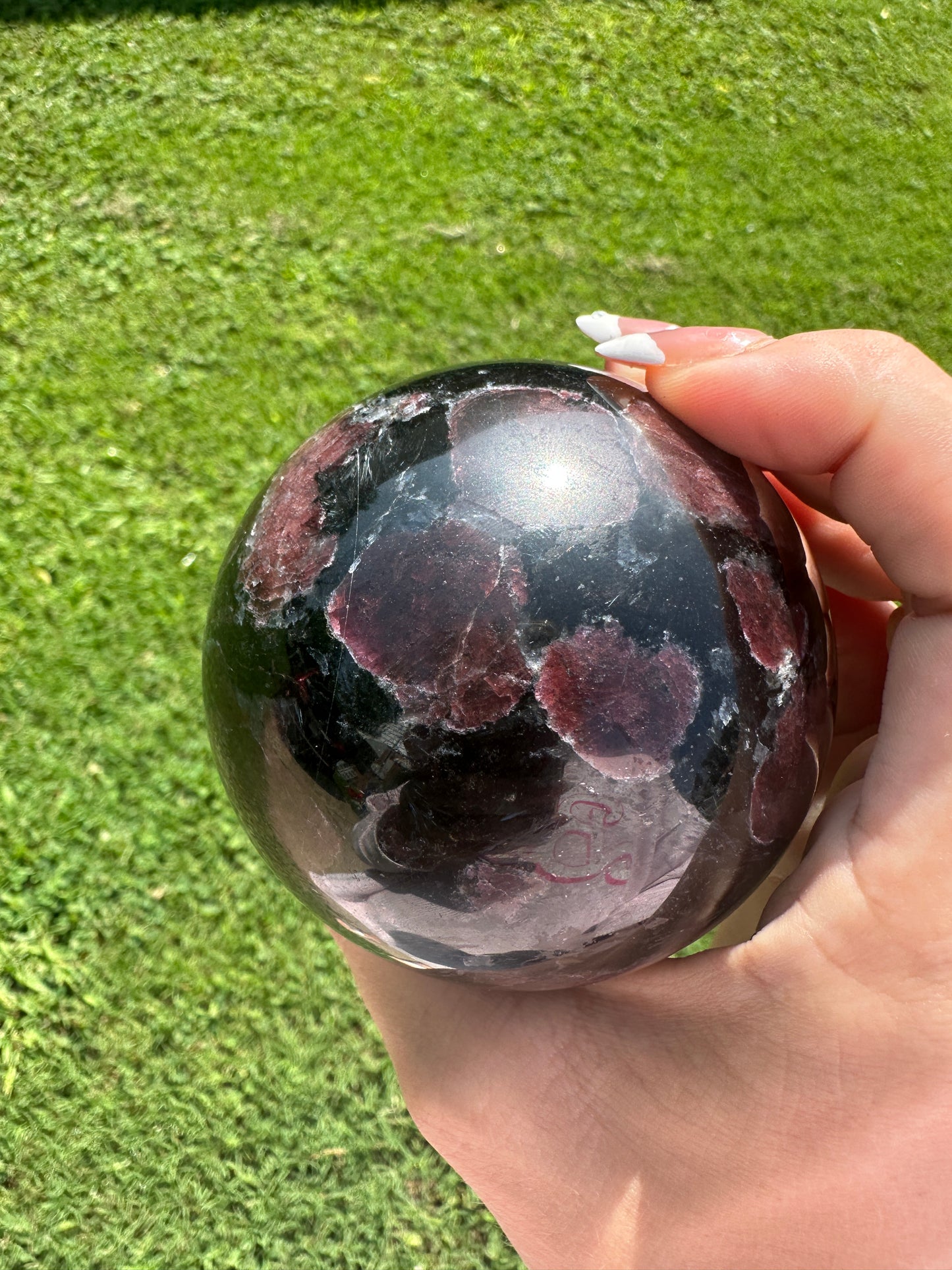 Garnet in arfvedsonite sphere