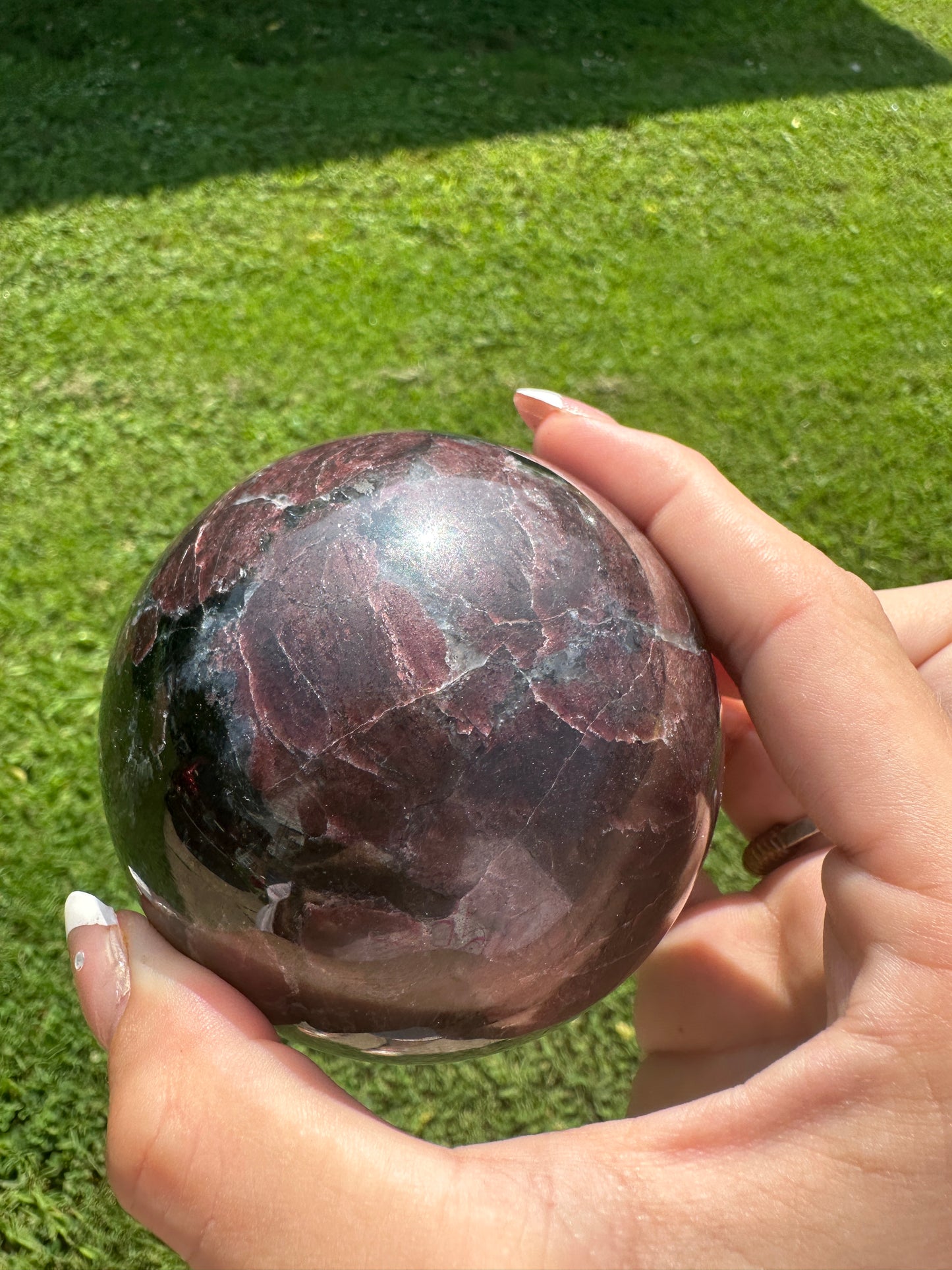 Garnet in arfvedsonite sphere