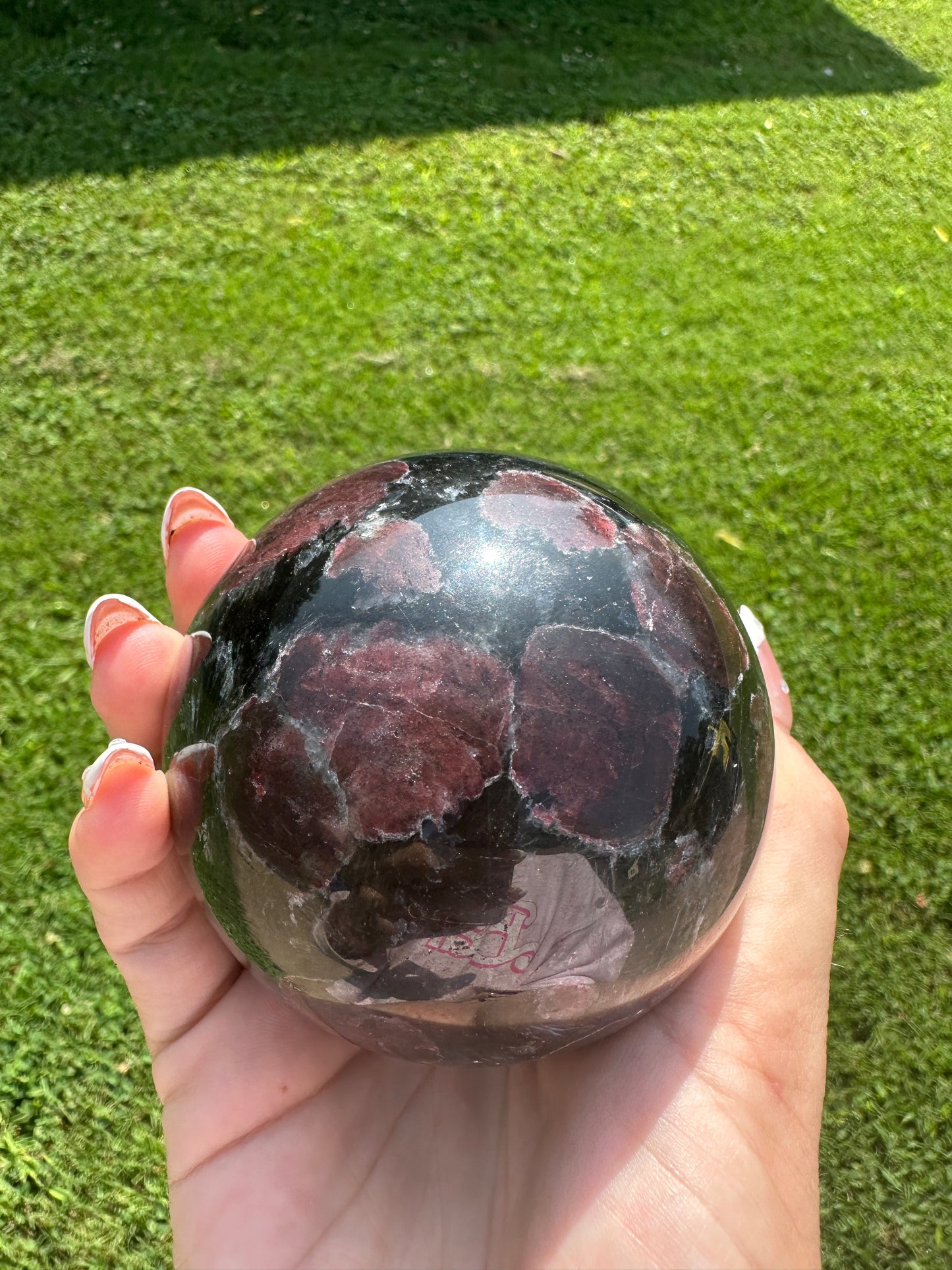 Garnet in arfvedsonite sphere