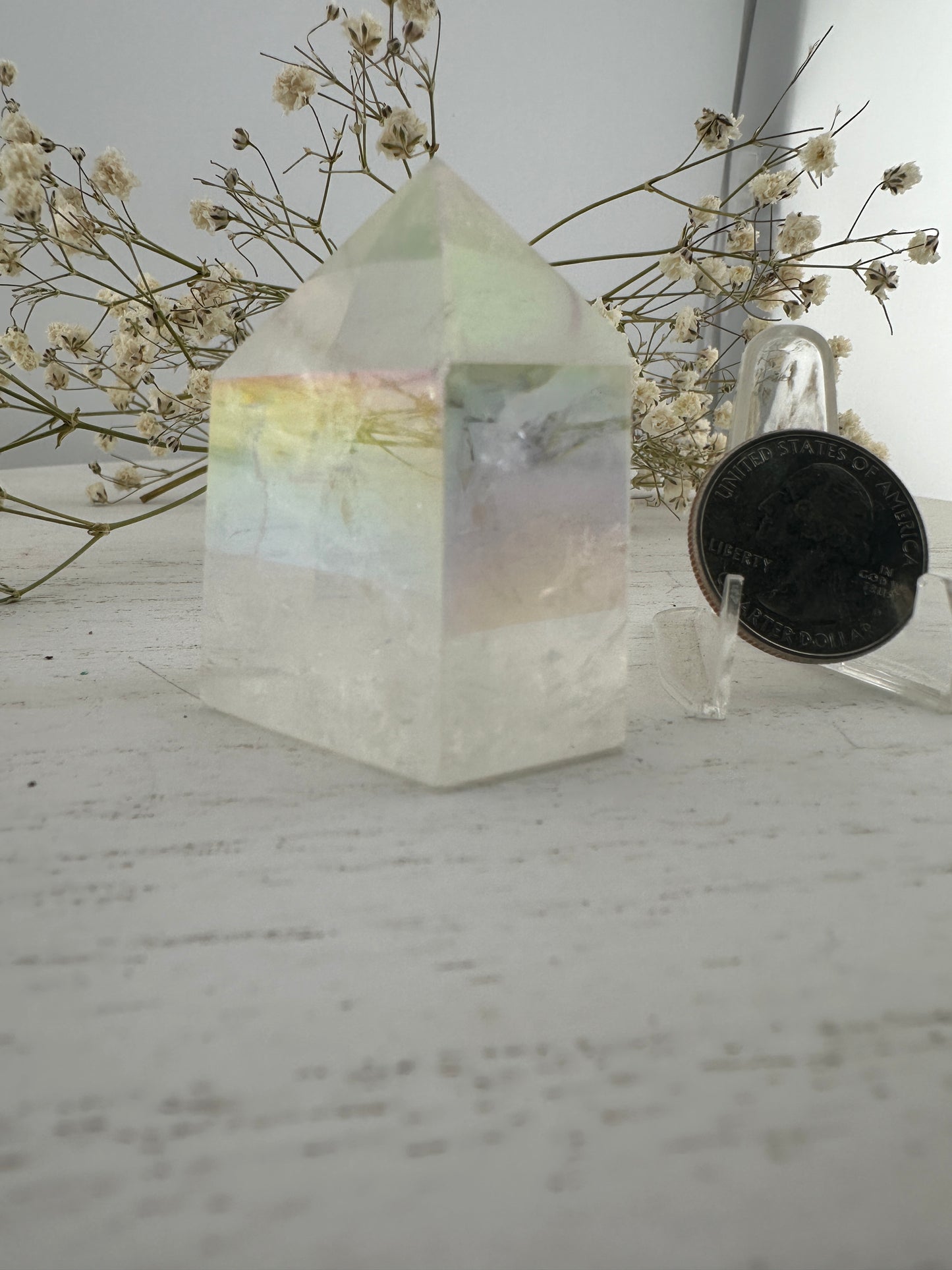 Aura clear quartz points,aura clear quartz tower, clear quartz specimen, gifts for women