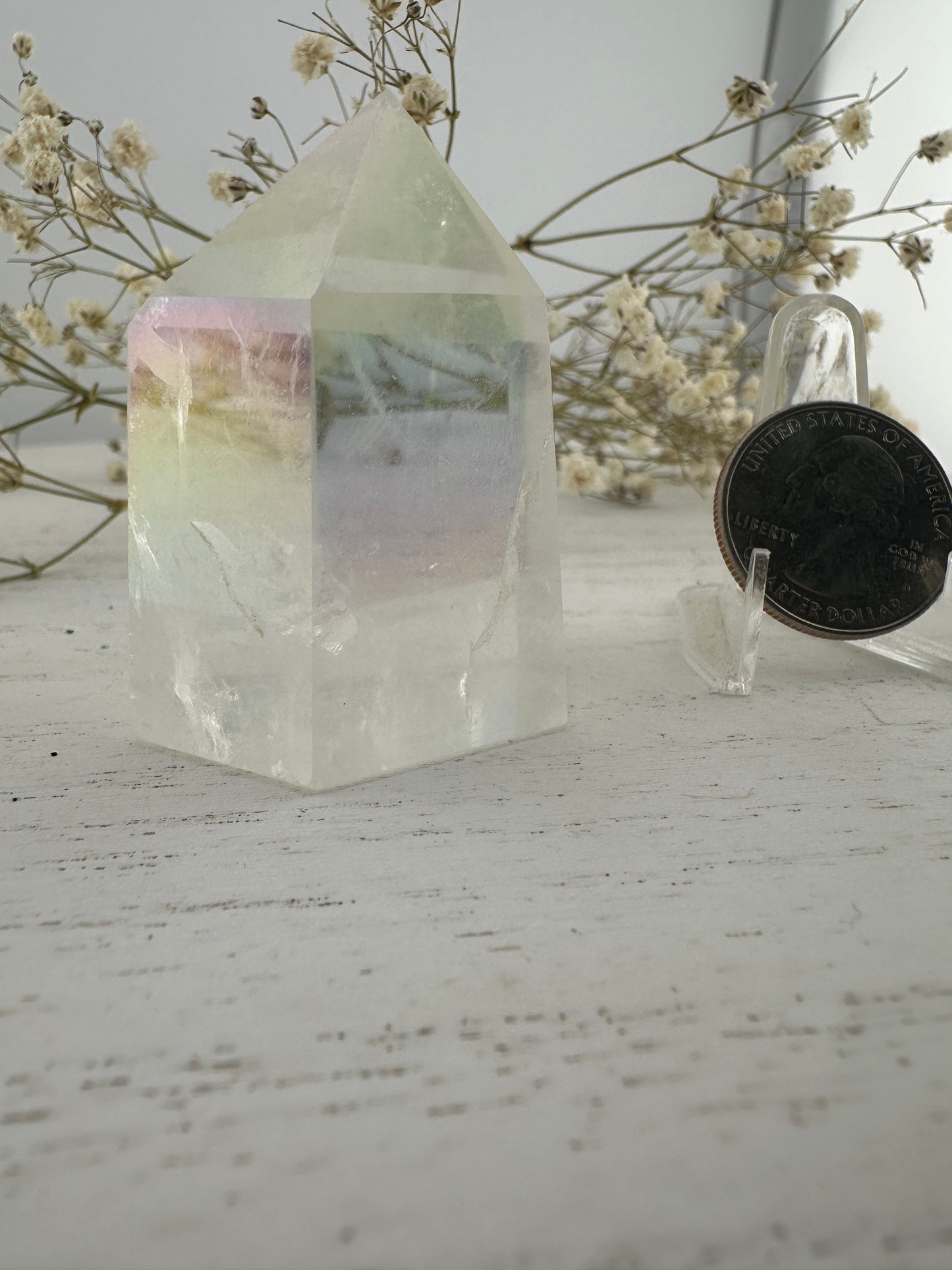 Aura clear quartz points,aura clear quartz tower, clear quartz specimen, gifts for women