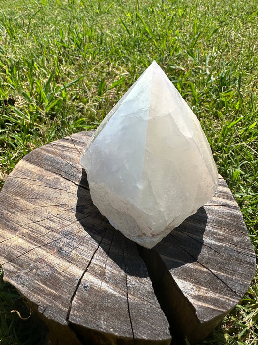 Aura quartz pyramid, aura quartz energy generator, aura quartz polished point, rough pyramid crystal