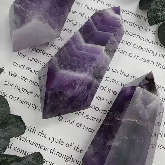 Double terminated amethyst, DT dream amethyst, chevron amethyst double point