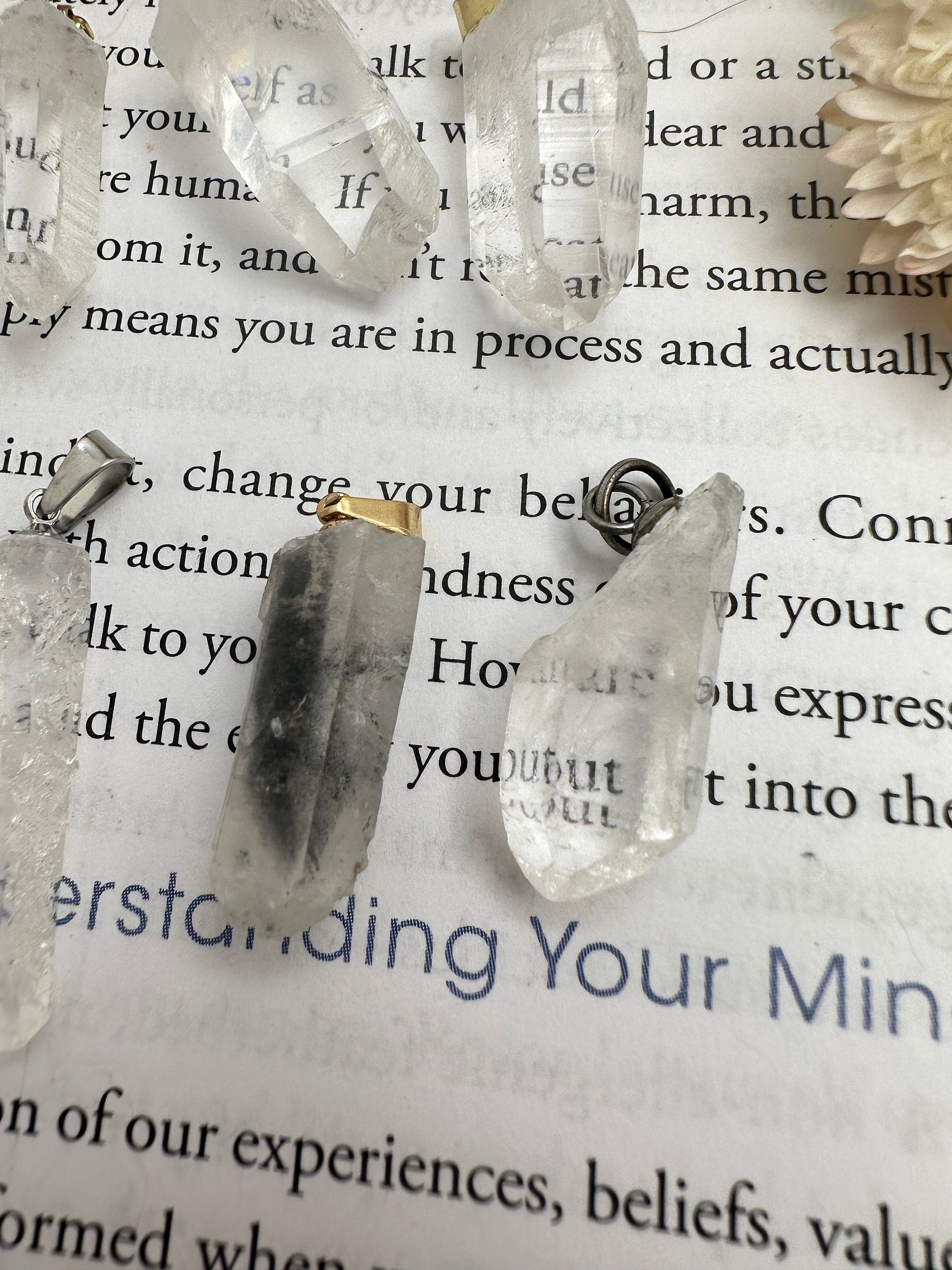 Clear quartz crystal necklaces, healing crystal jewelry, gifts for women, Arkansas quartz