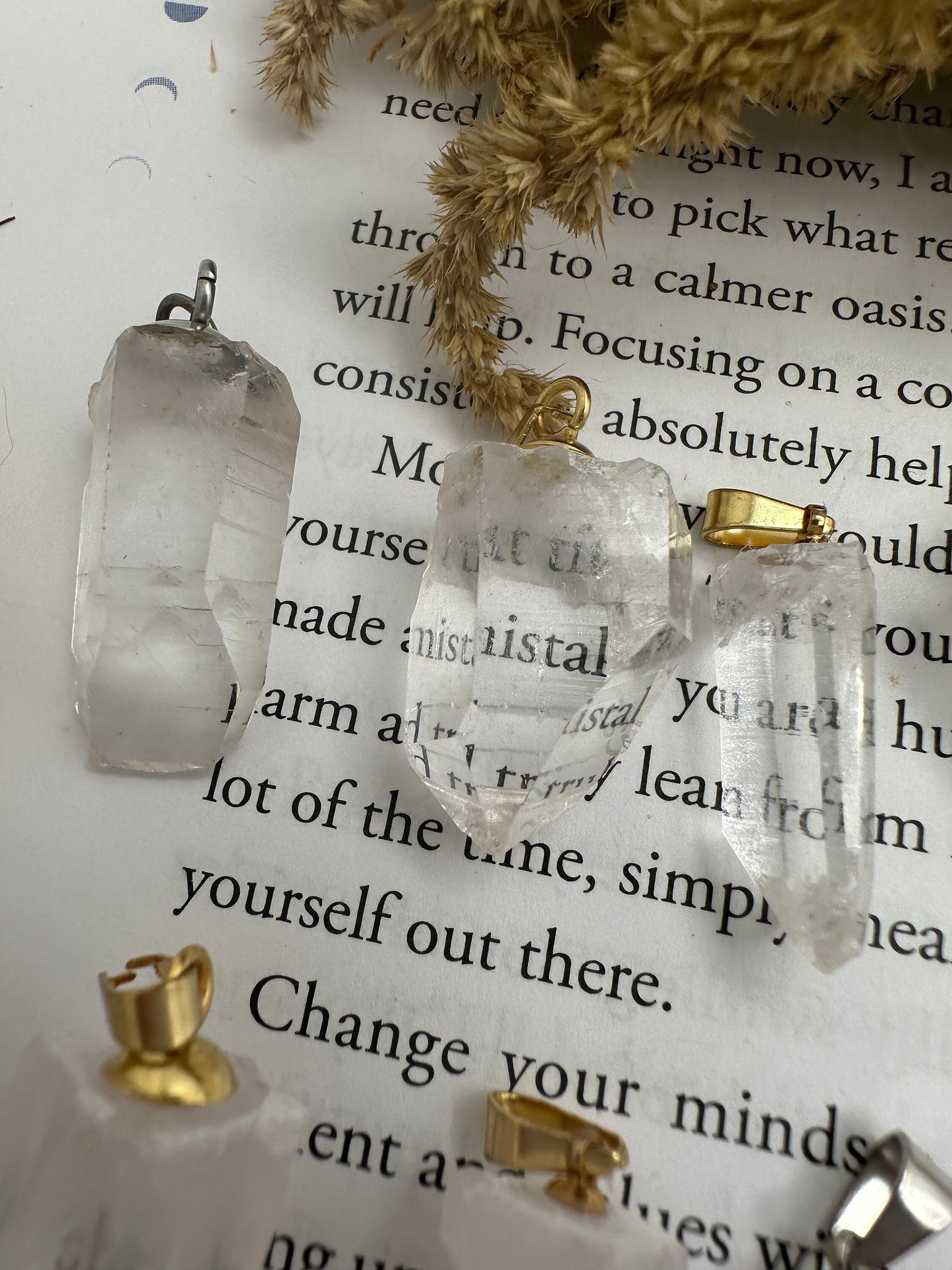 Clear quartz crystal necklaces, healing crystal jewelry, gifts for women, Arkansas quartz