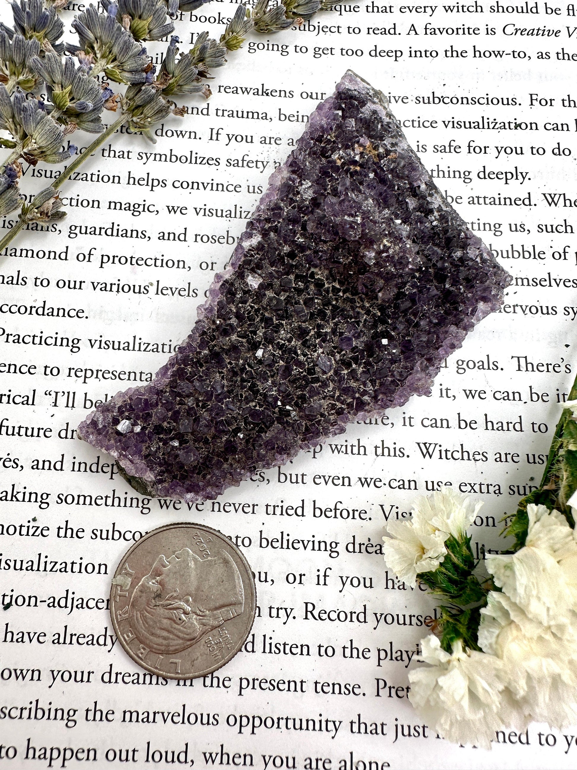 Dark purple amethyst cluster, high quality