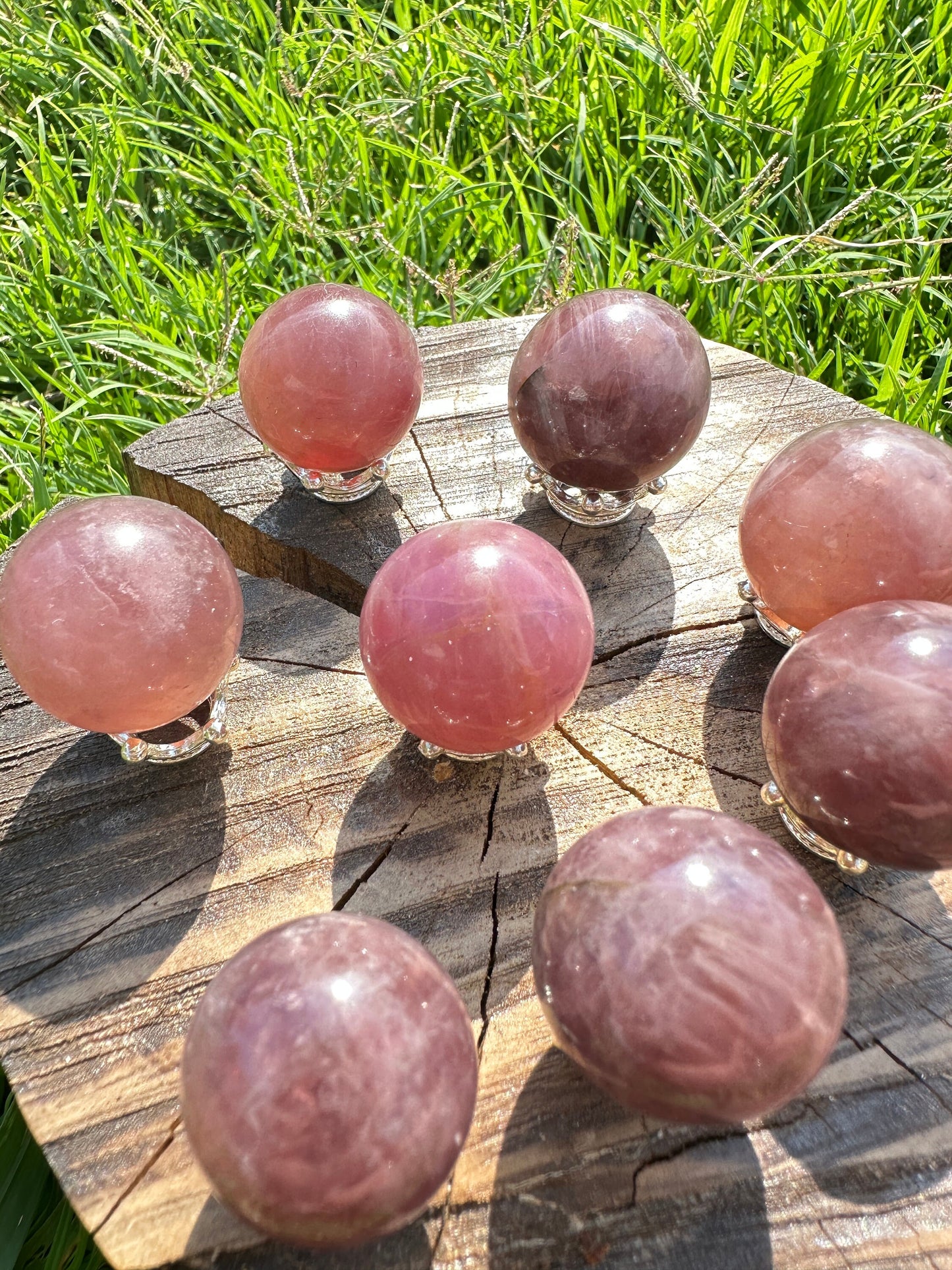 Lavender starlight rose quartz mini spheres, lavender rose quartz, starlight rose quartz, rose quartz with asterism