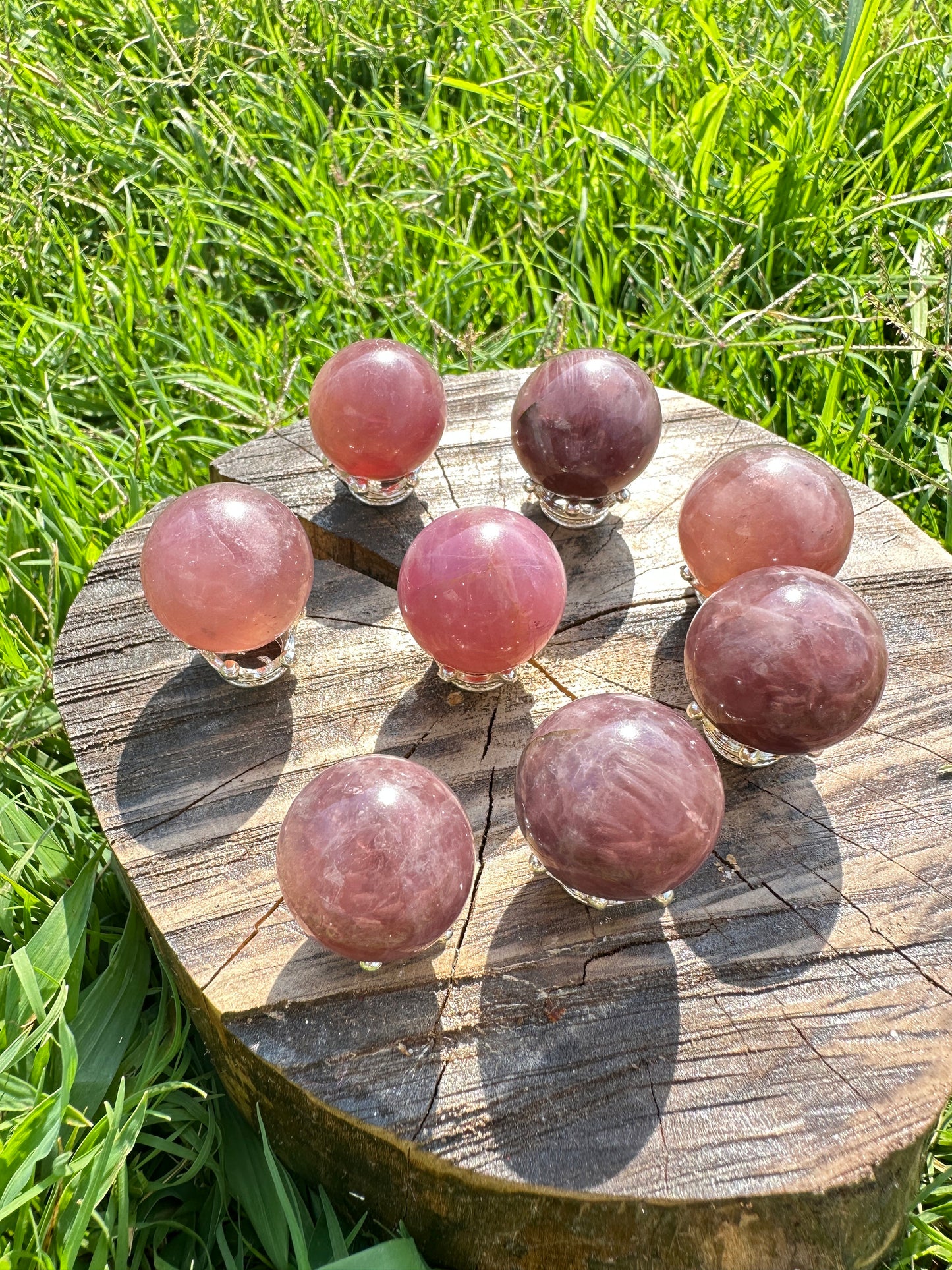 Lavender starlight rose quartz mini spheres, lavender rose quartz, starlight rose quartz, rose quartz with asterism